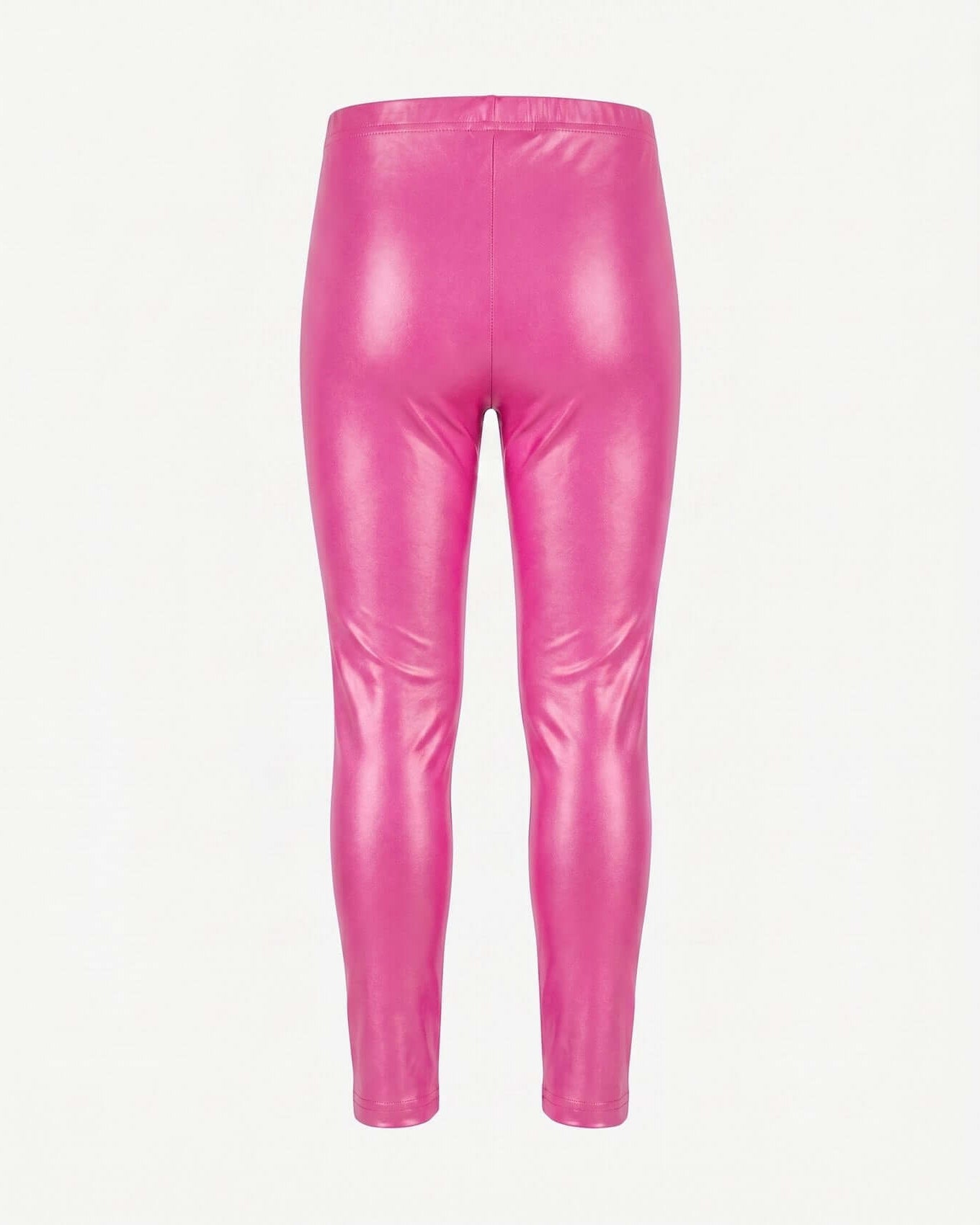 Shiny pink leggings on a white background
