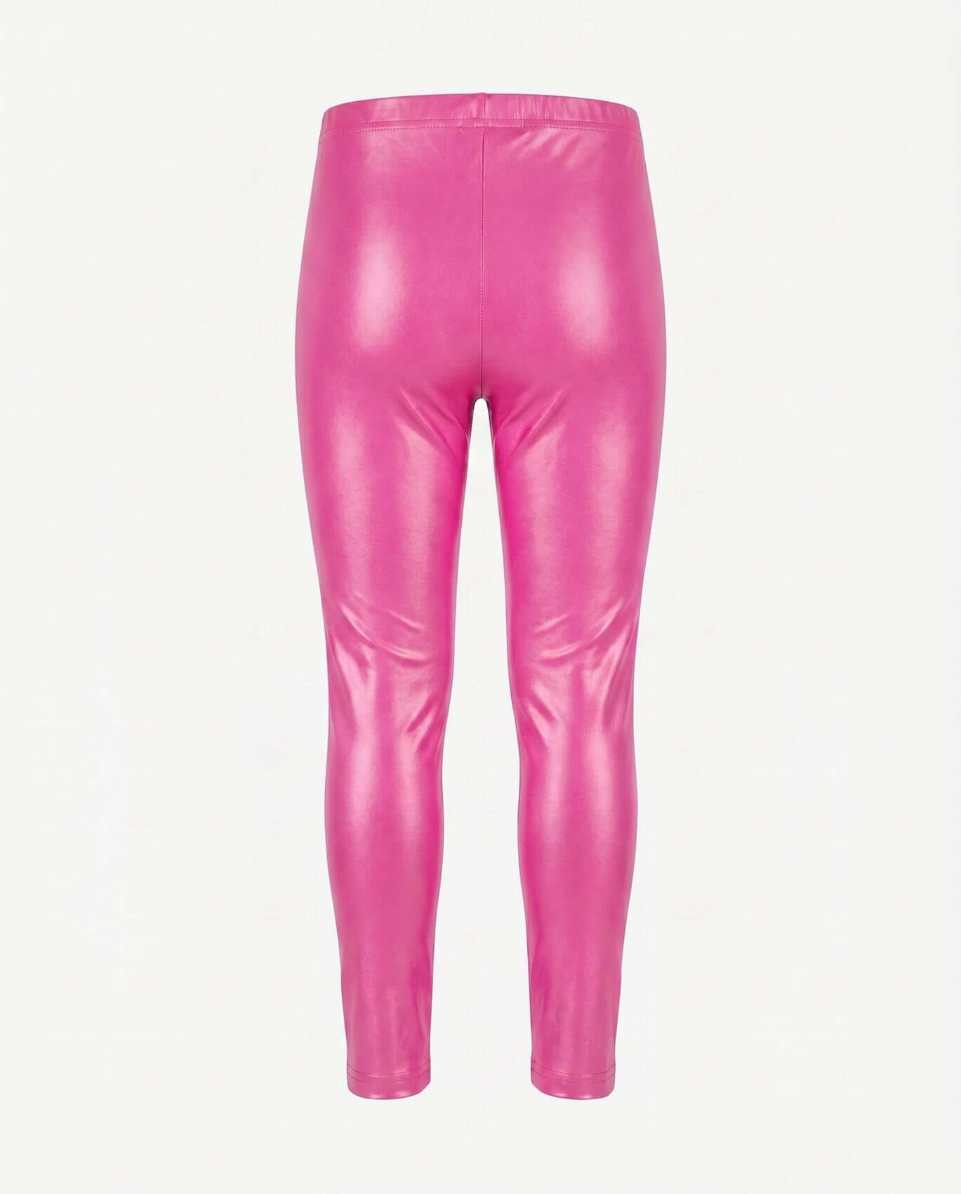 Shiny pink leggings on a white background