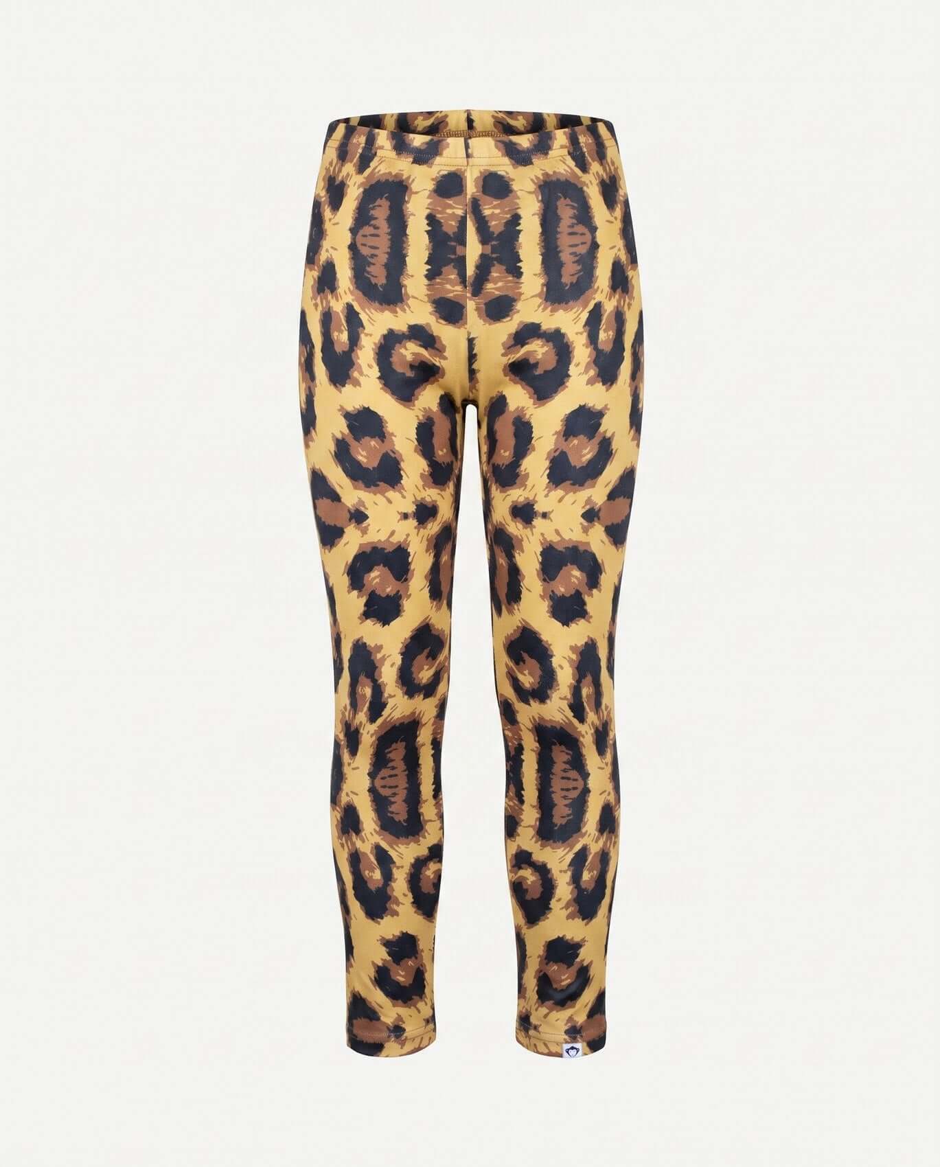 Leopard print leggings on a white background