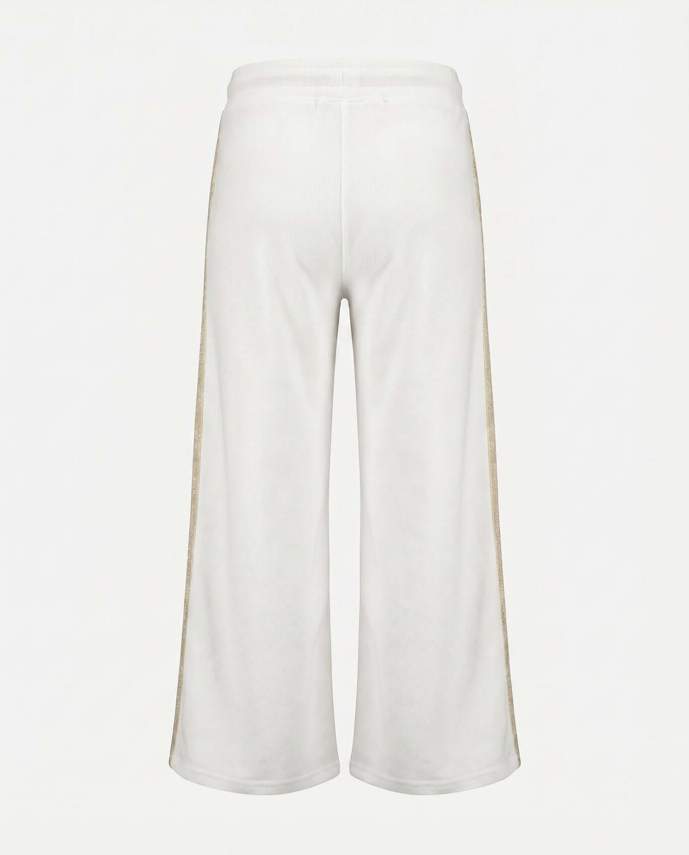White wide-leg pants on a light gray background