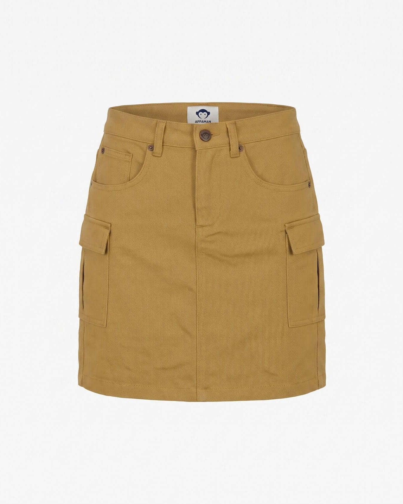 Tan cargo skirt on a white background