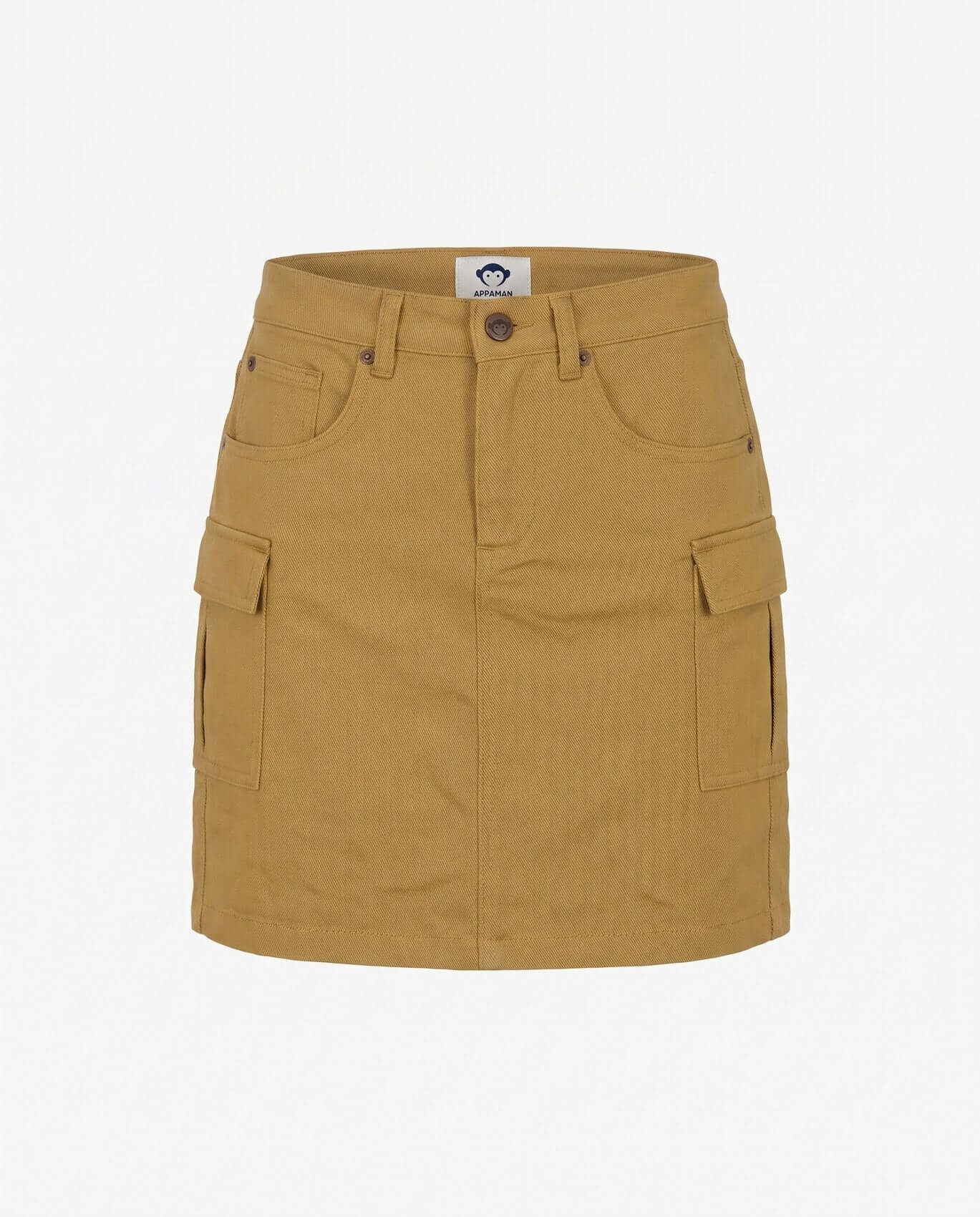 Tan cargo skirt on a white background