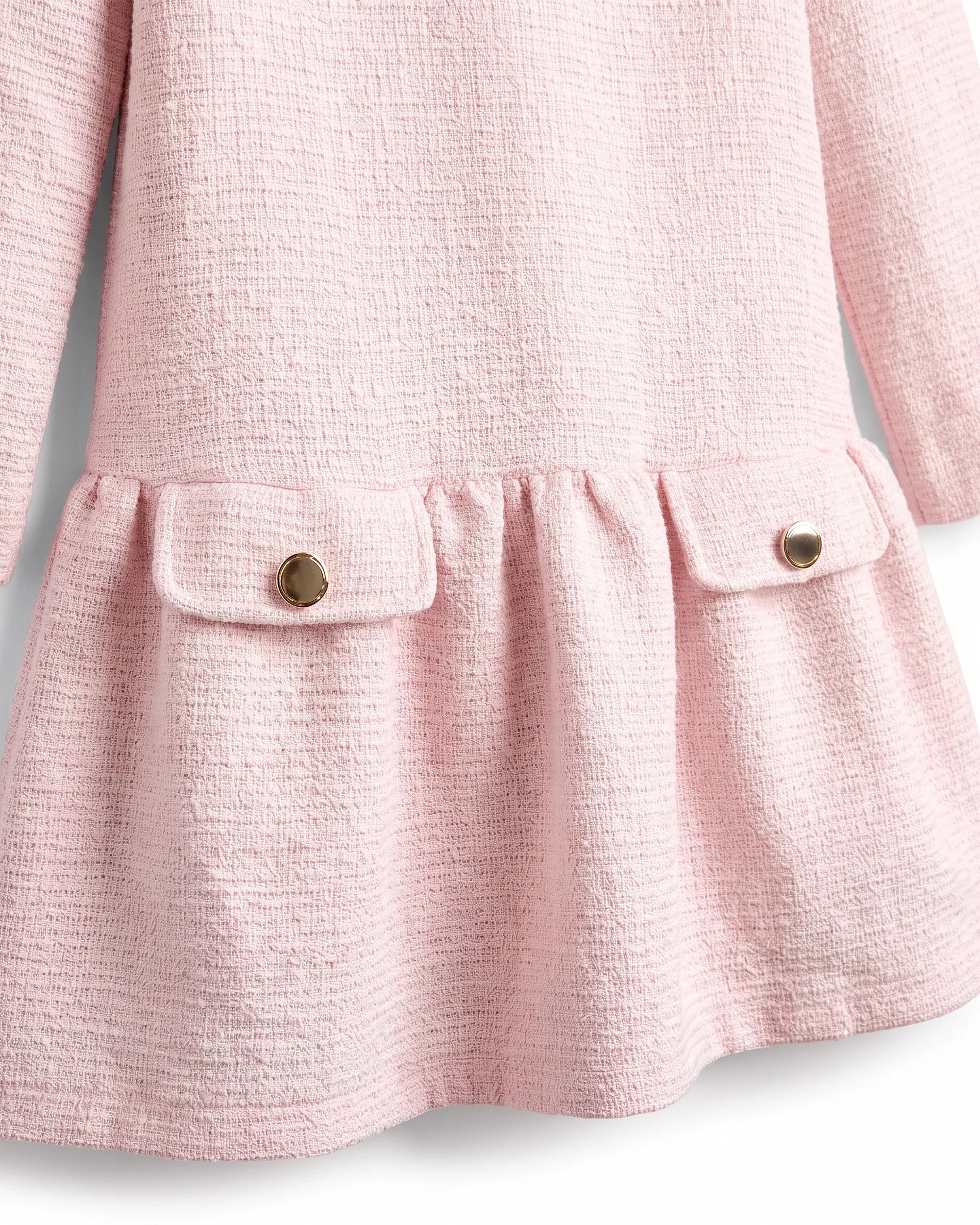 Pink Long Sleeve Drop Waist Dress — detail1