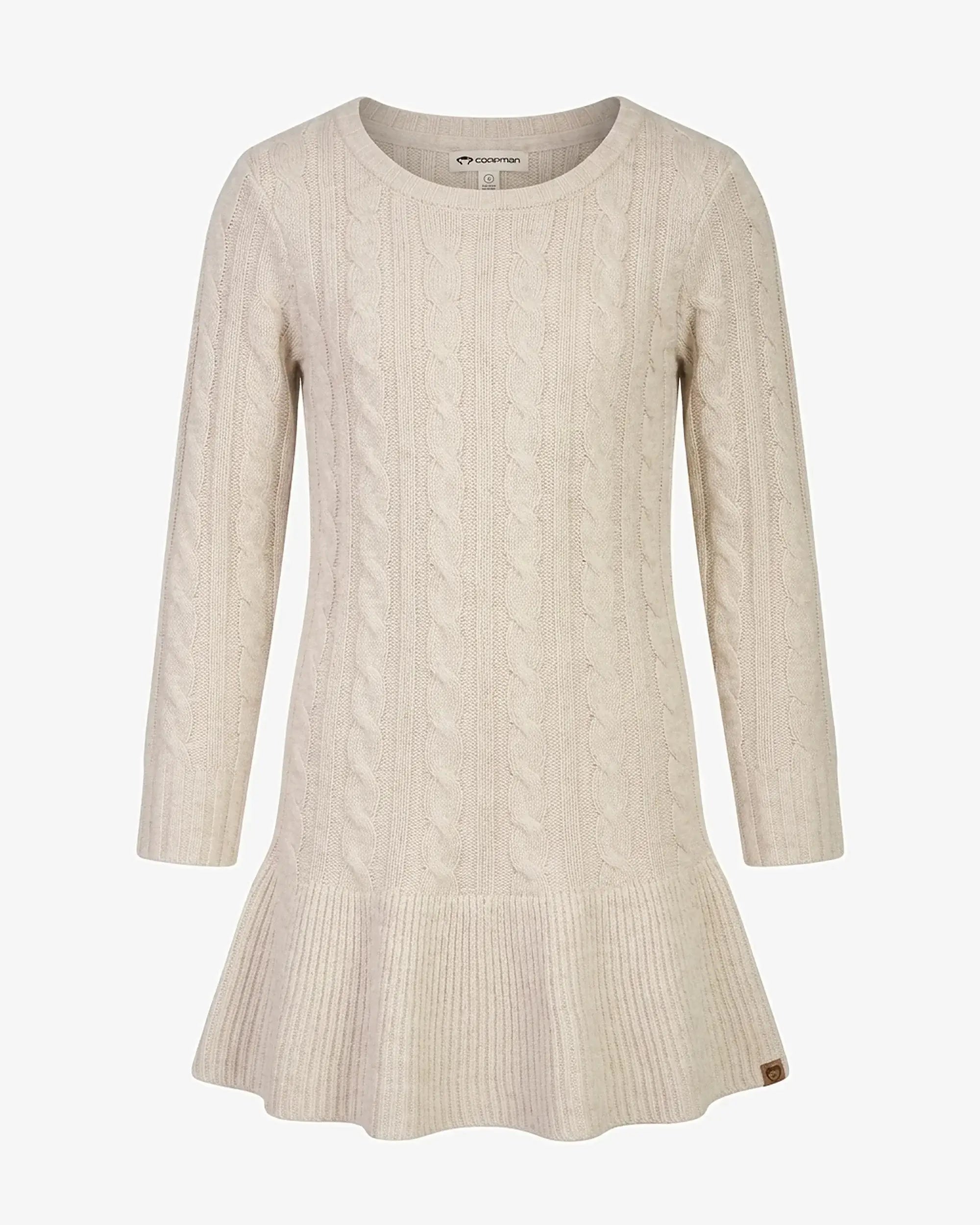 Cream Fisherman Sweater Dress — front