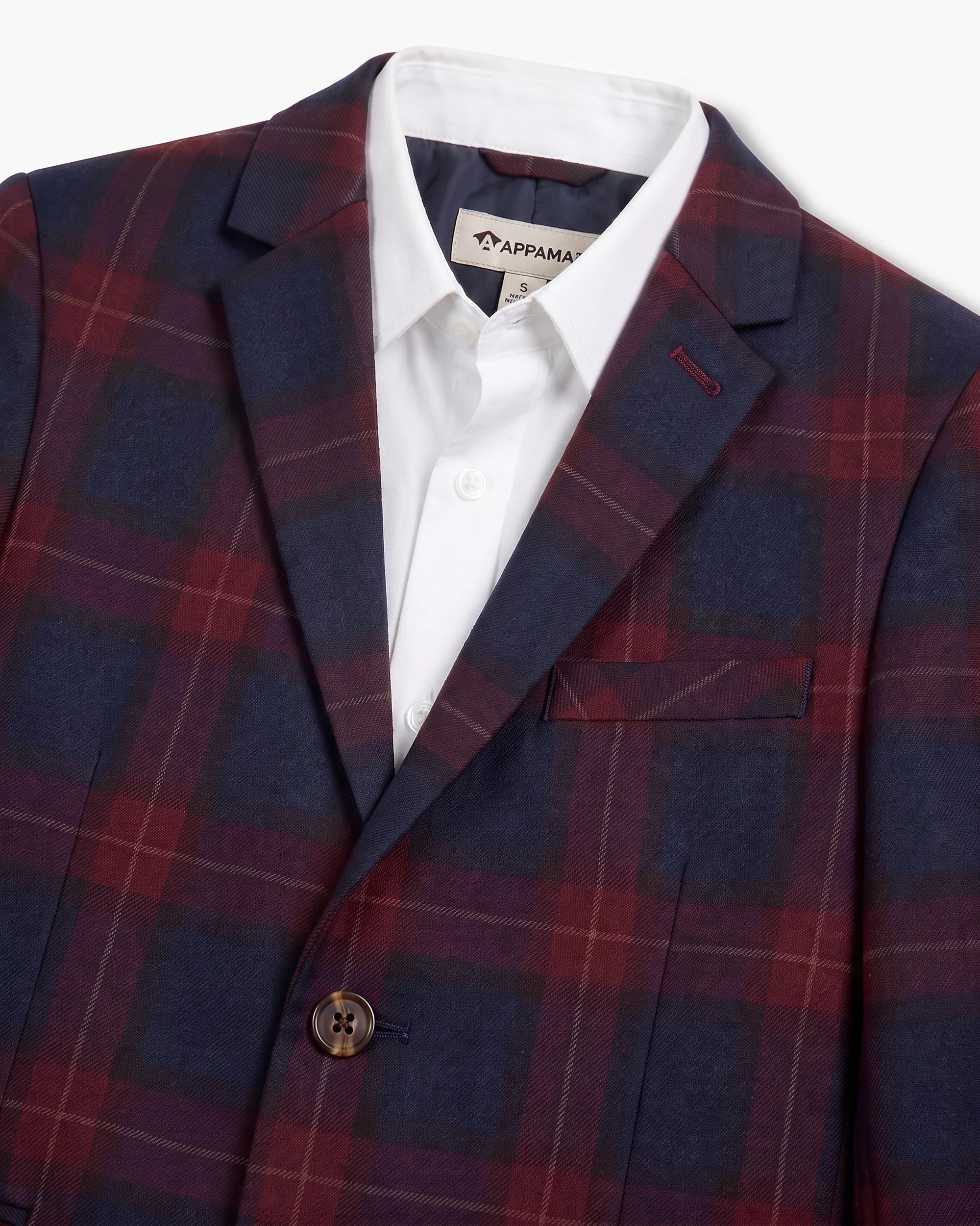 Navy/Cranberry Plaid Stretchy Mod Suit — detail1