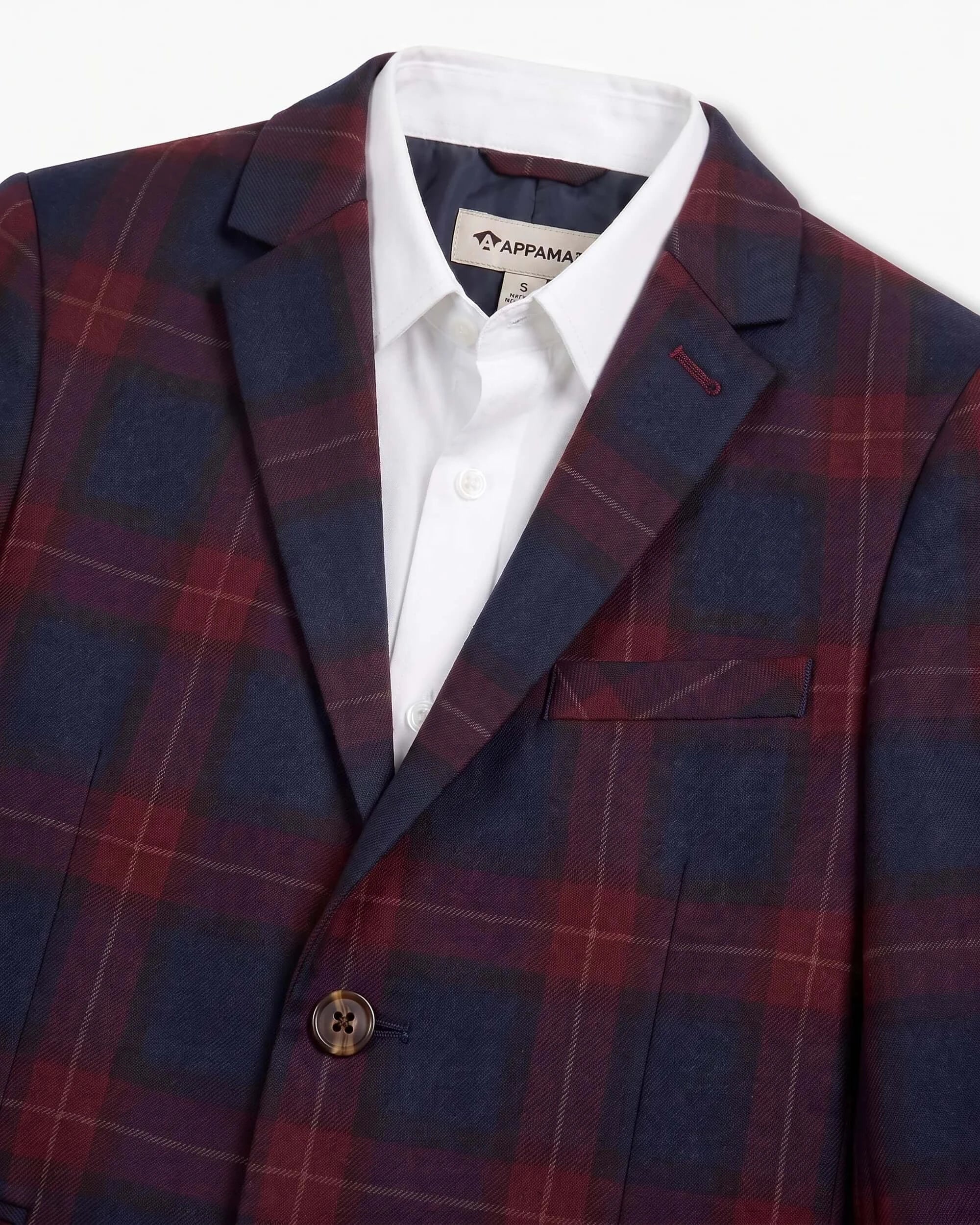 Navy/Cranberry Plaid Stretchy Mod Suit — detail1
