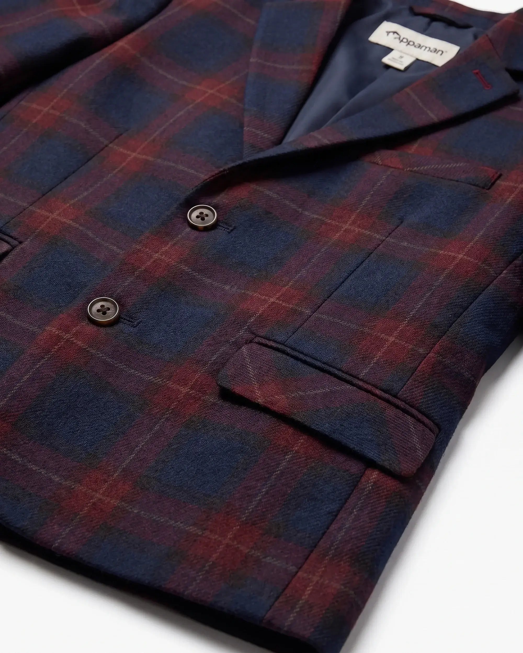Navy/Cranberry Plaid Stretchy Mod Suit — detail2