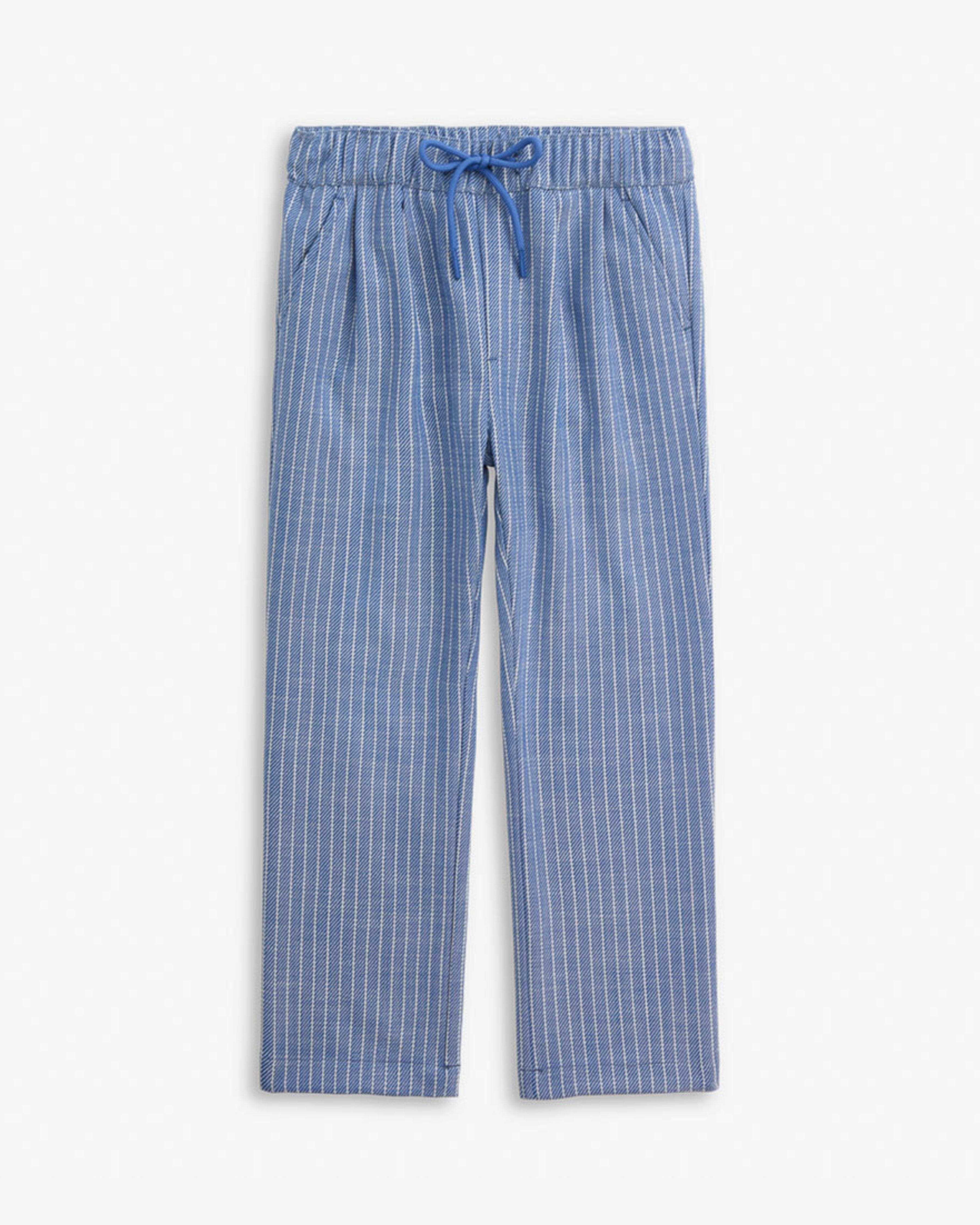 Nautical Stripe Resort Pant in blue and white stripes, featuring a drawstring waist and relaxed fit.