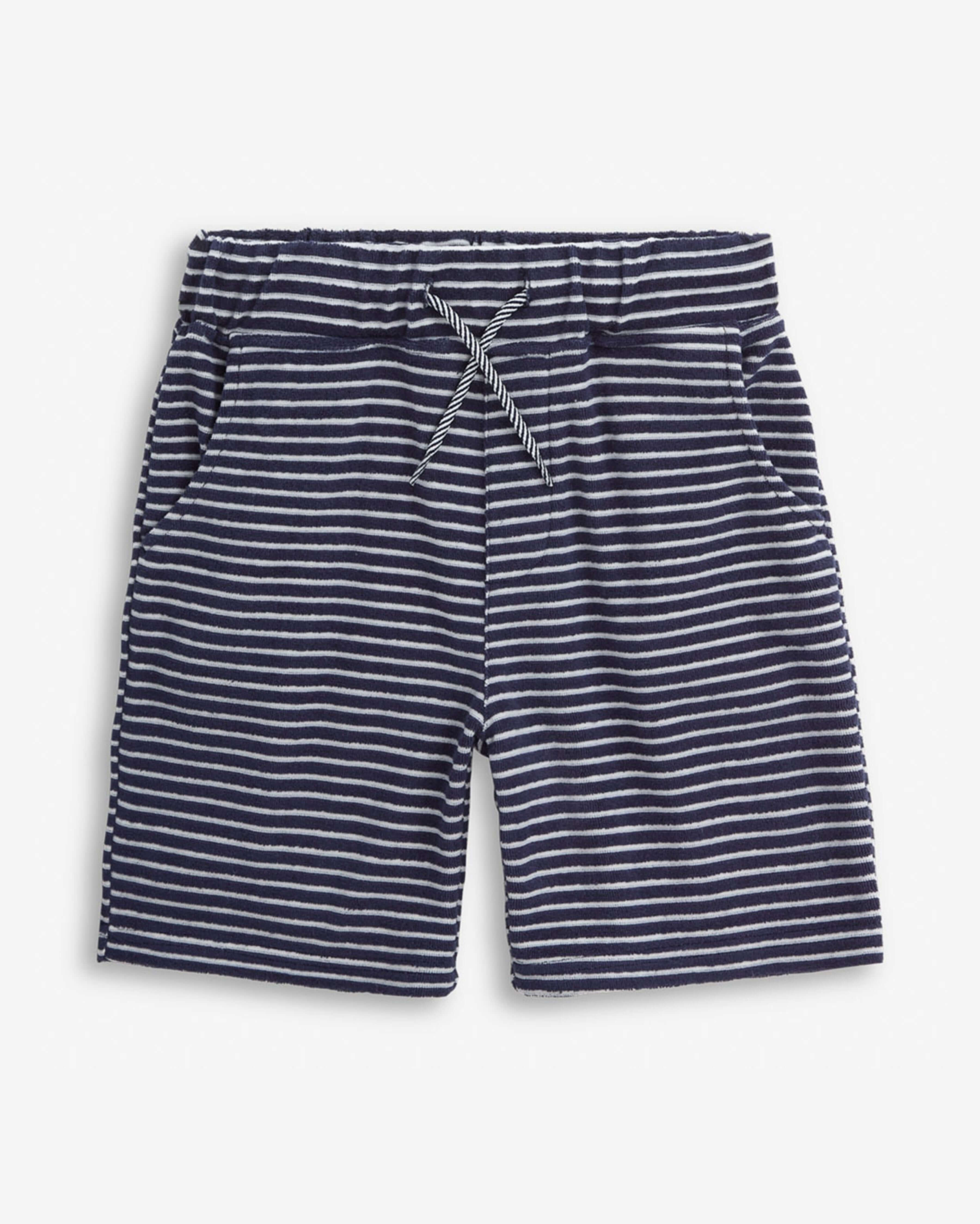 Navy Stripe Preston Short, pull-on shorts with drawstring and pockets for summer comfort.