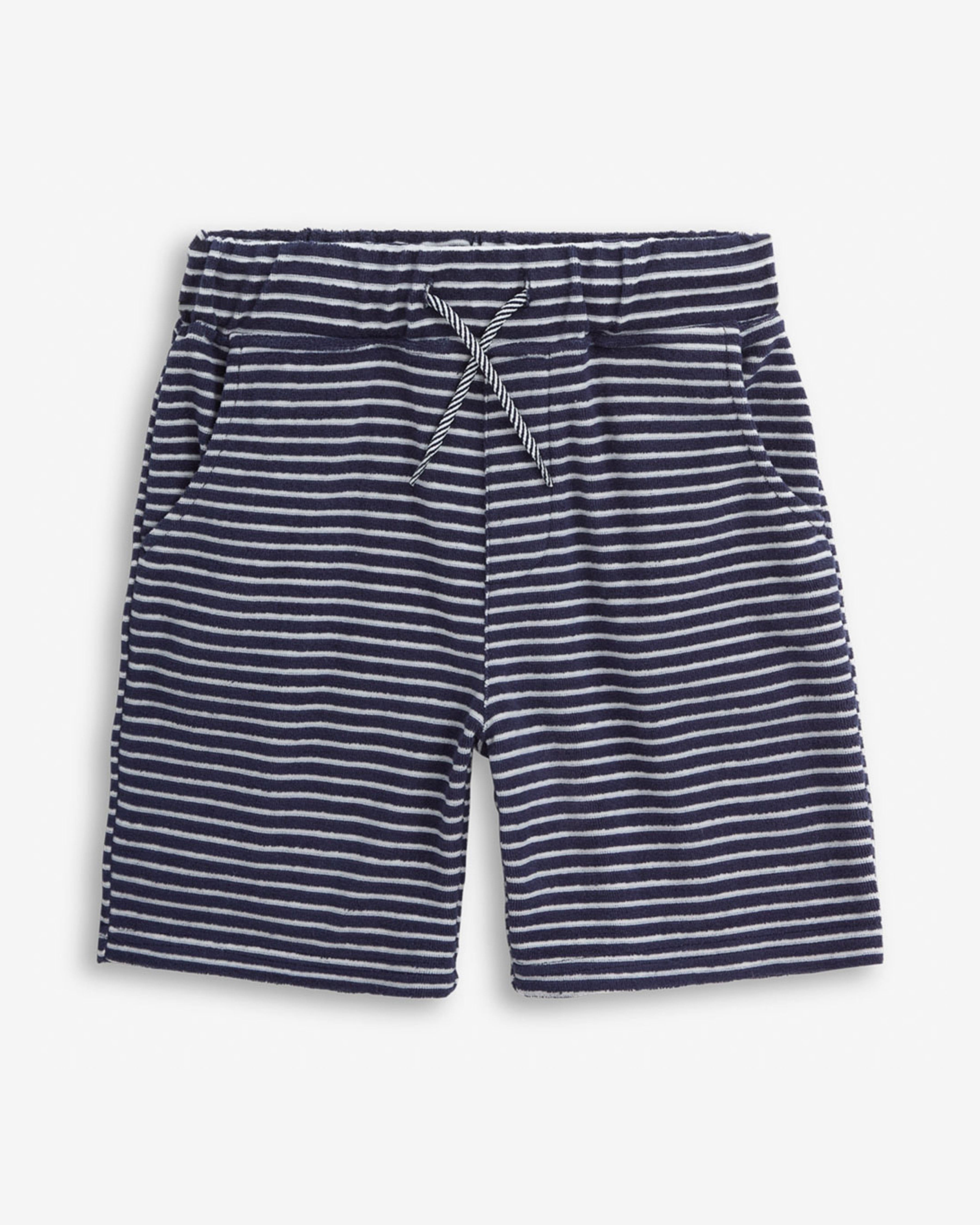 Navy Stripe Preston Short, pull-on shorts with drawstring and pockets for summer comfort.