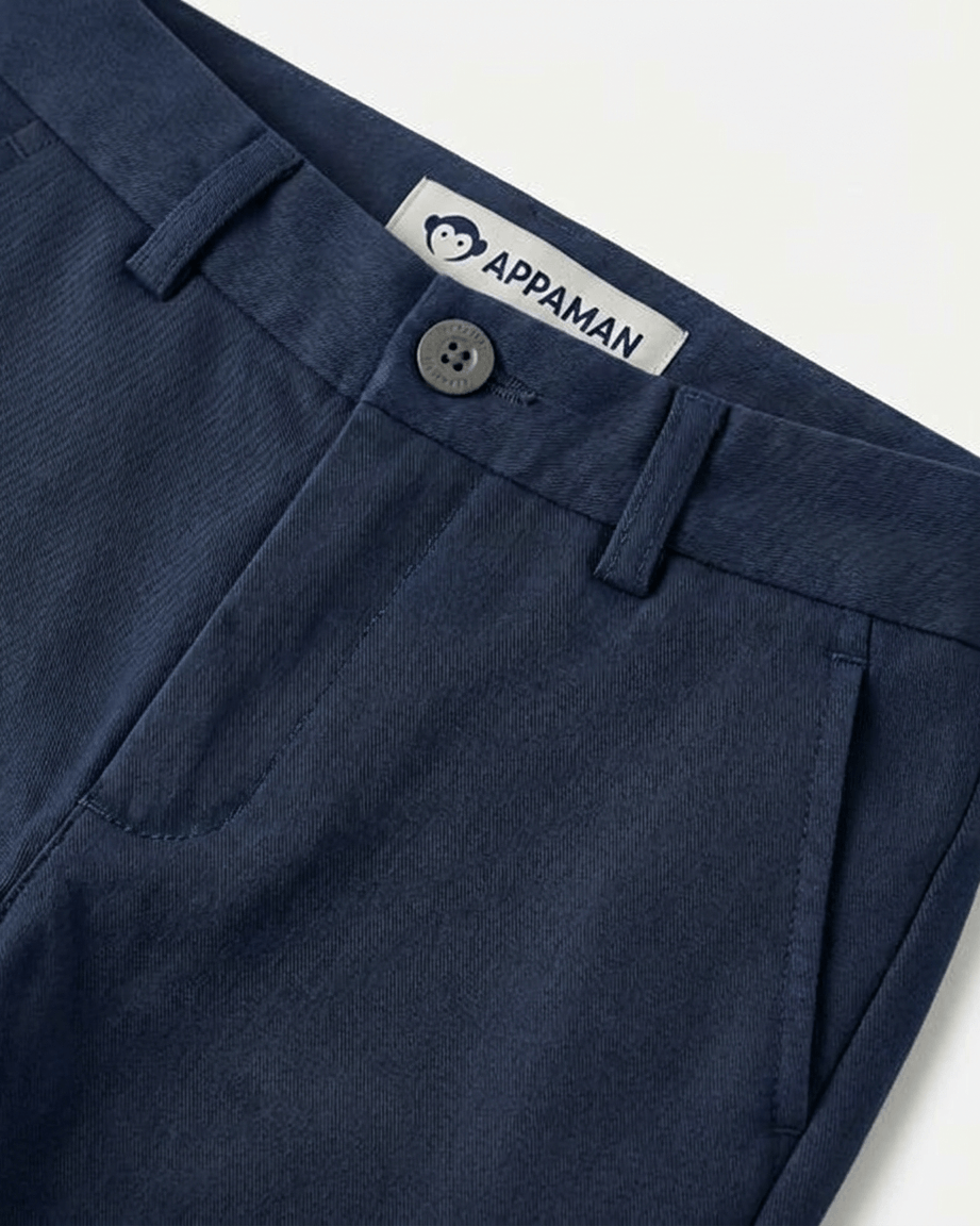 Navy blue pants with a visible Appaman label on a white background