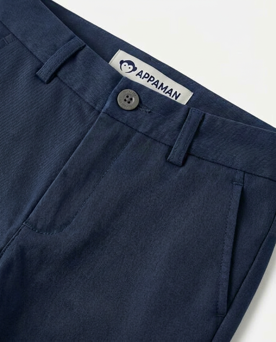 Navy blue pants with a visible Appaman label on a white background