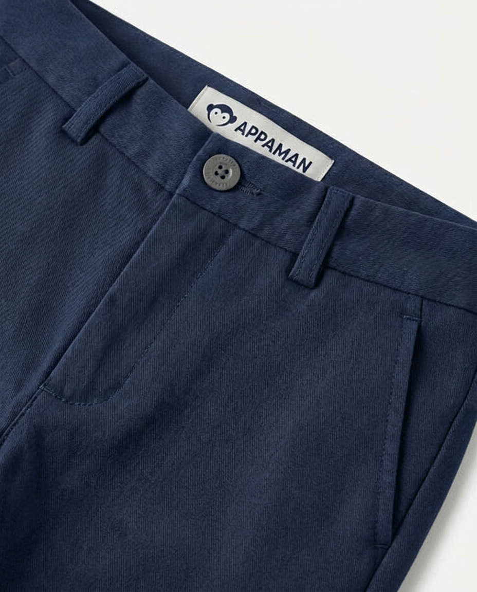Navy blue pants with a visible Appaman label on a white background