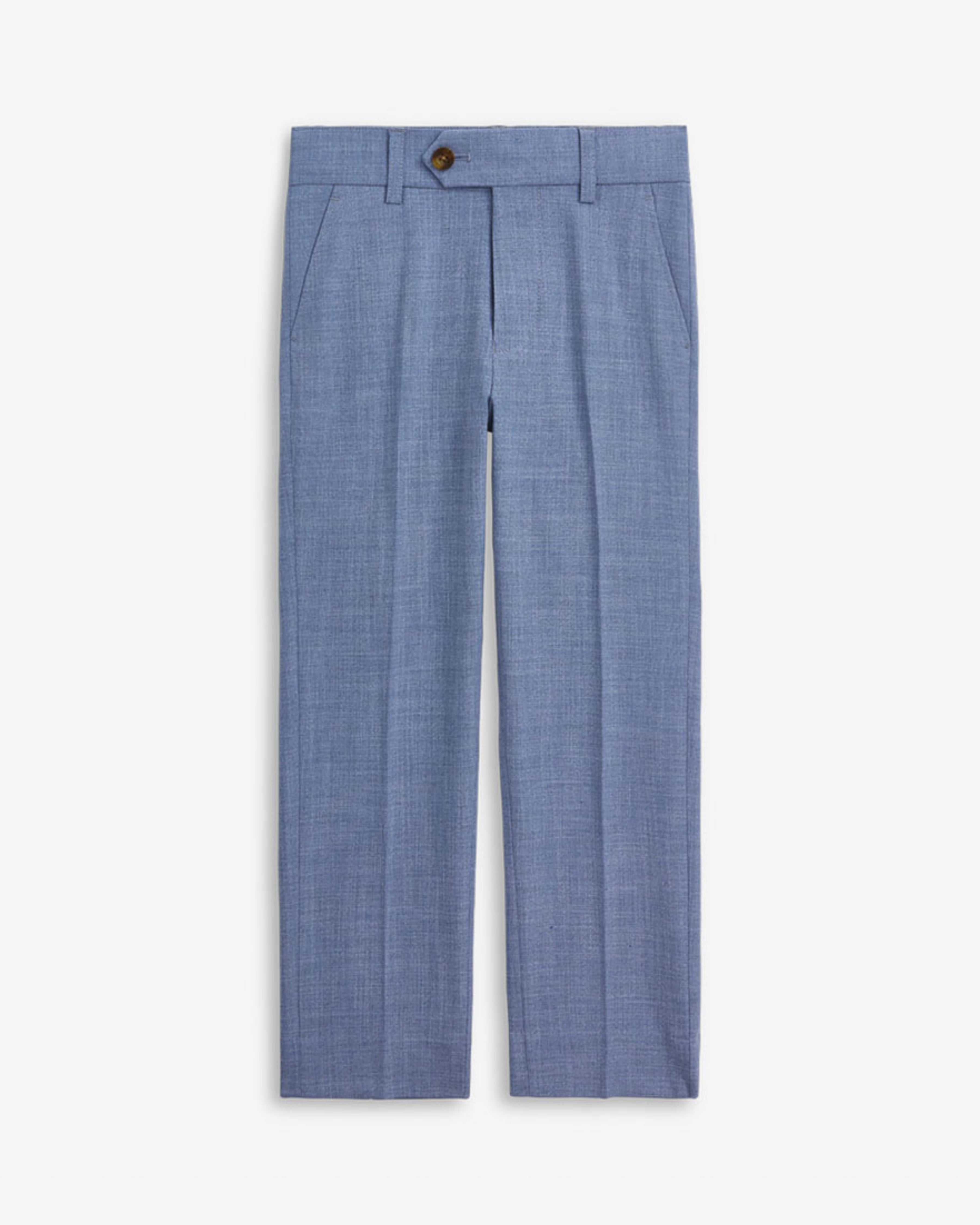 Pacific Blue Stretchy Mod Suit Pant designed for comfort and style with a skinny leg fit and adjustable waist.