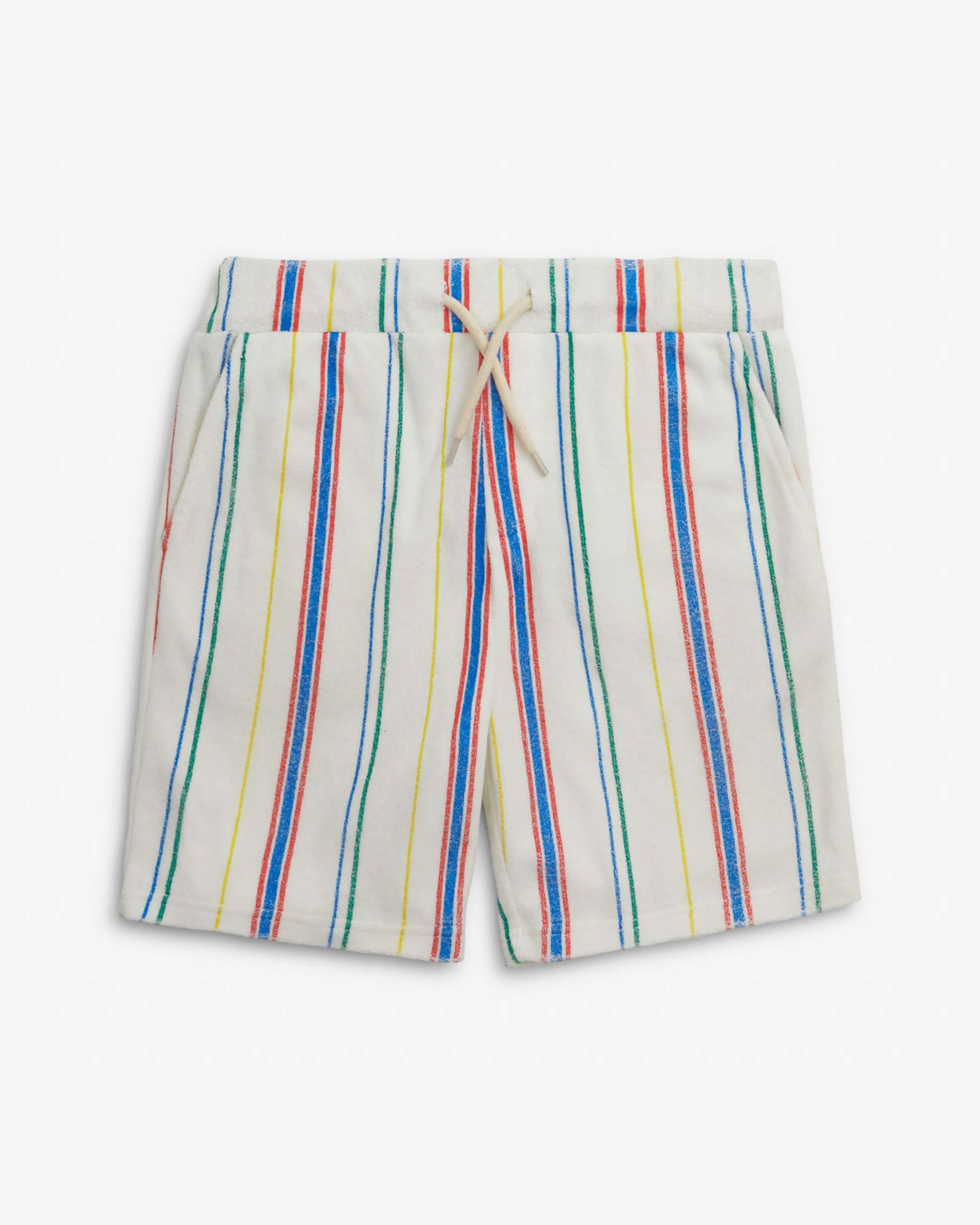Painter's Stripe Terry Resort Set shorts featuring vibrant striped design for high quality kids clothing.