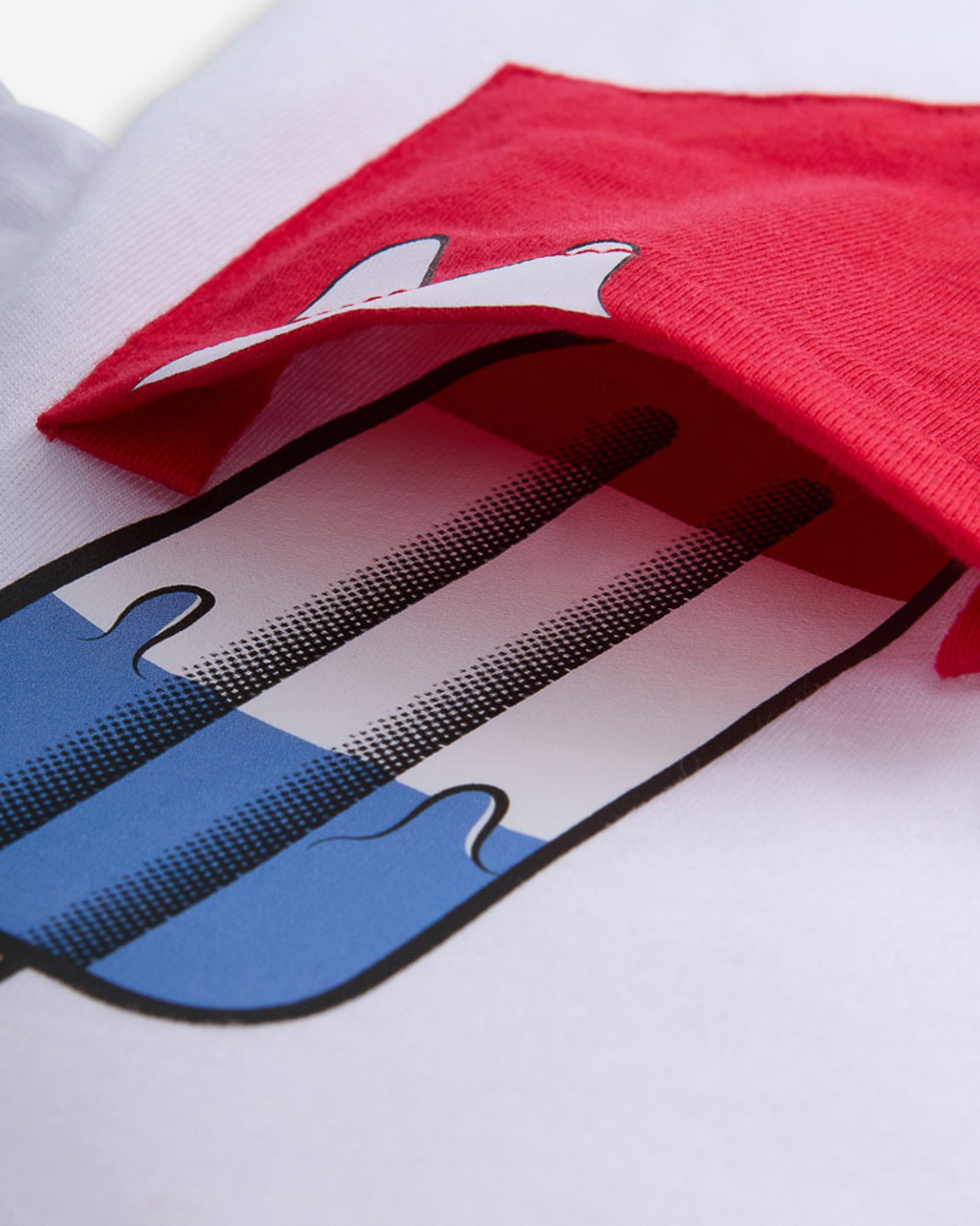 Popsicle White Day Trip Tee with a playful popsicle graphic pocket detail, perfect for summer adventures.