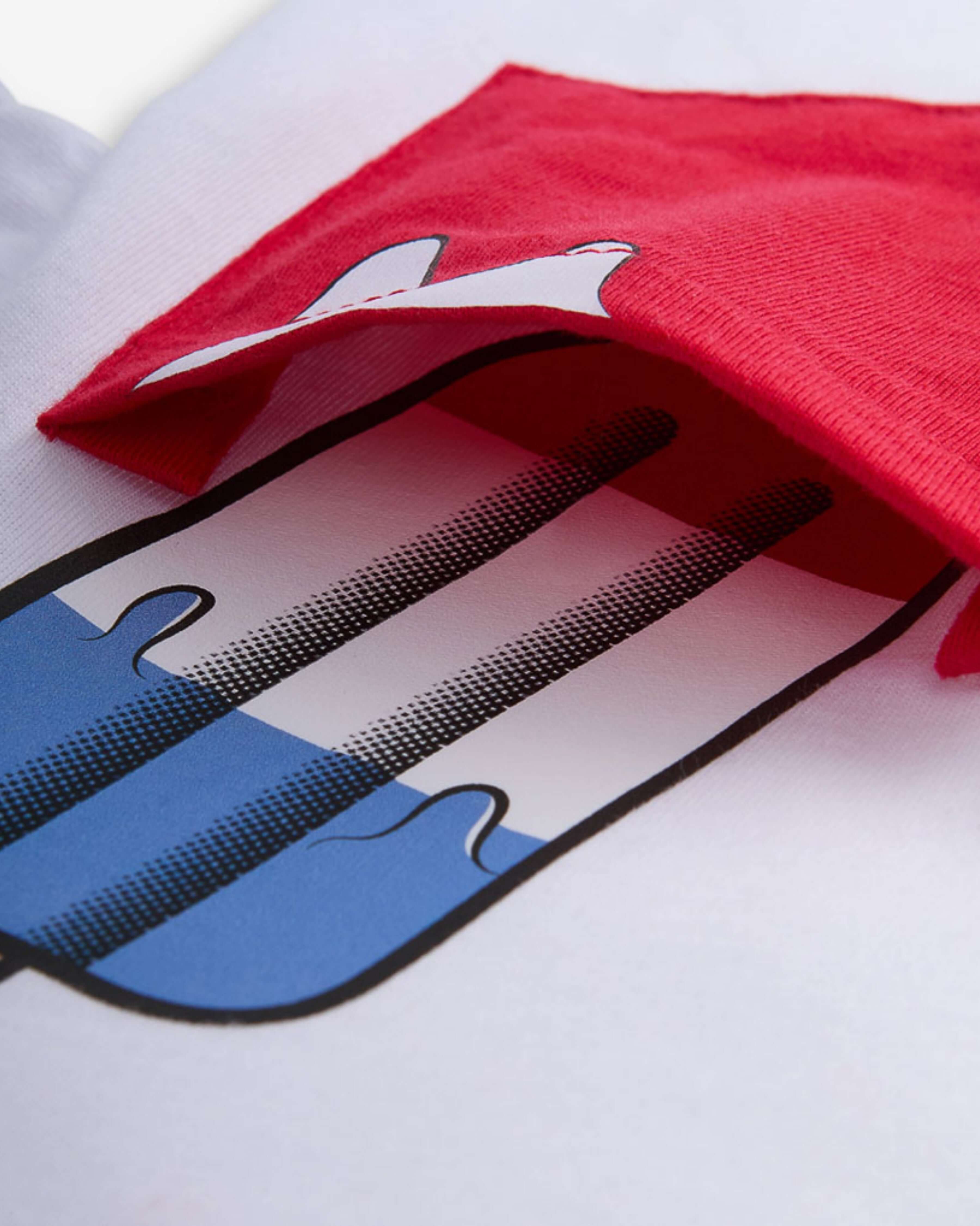 Popsicle White Day Trip Tee with a playful popsicle graphic pocket detail, perfect for summer adventures.