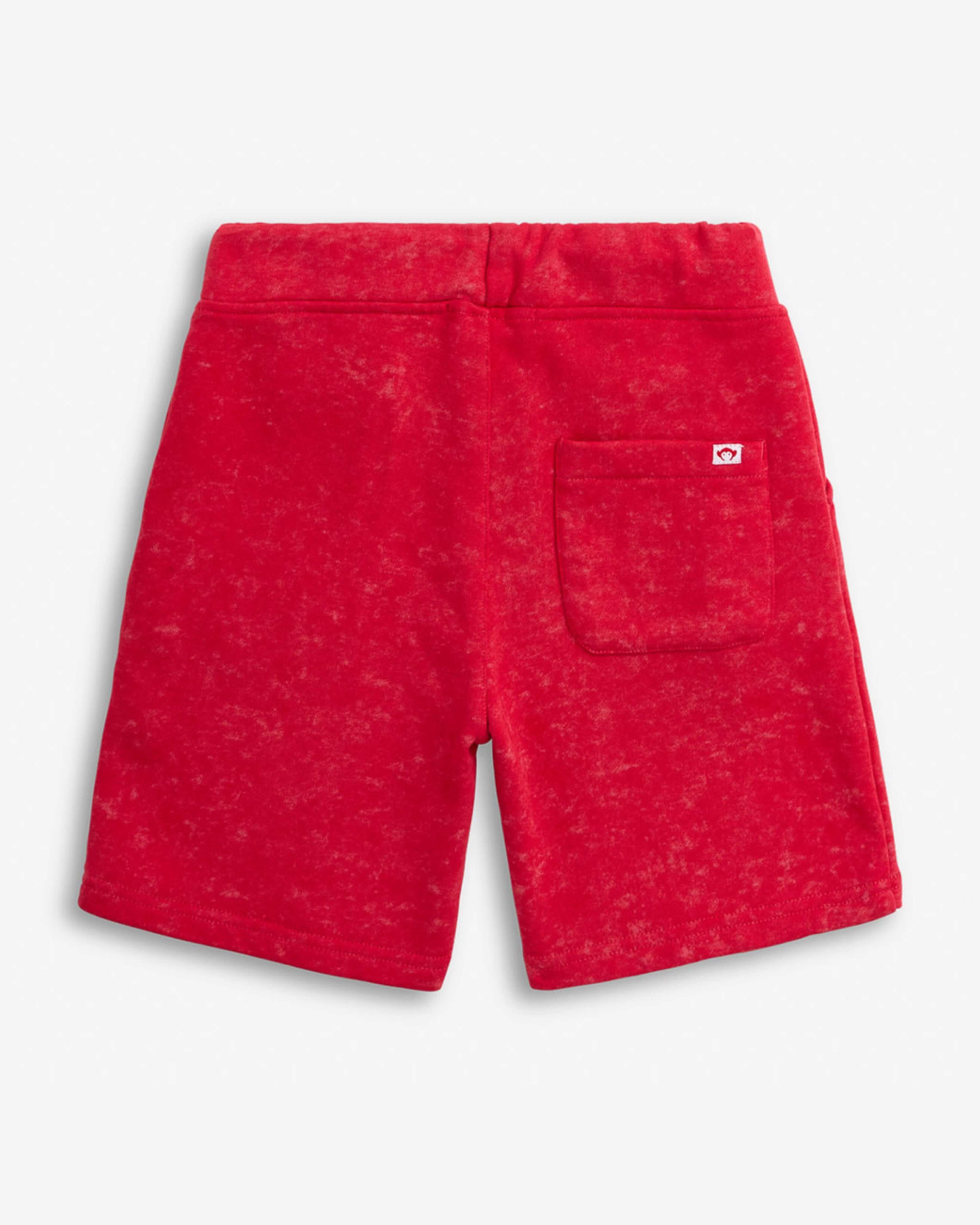 Back view of Washed Red Preston Short featuring a functional pocket and unique washed texture.