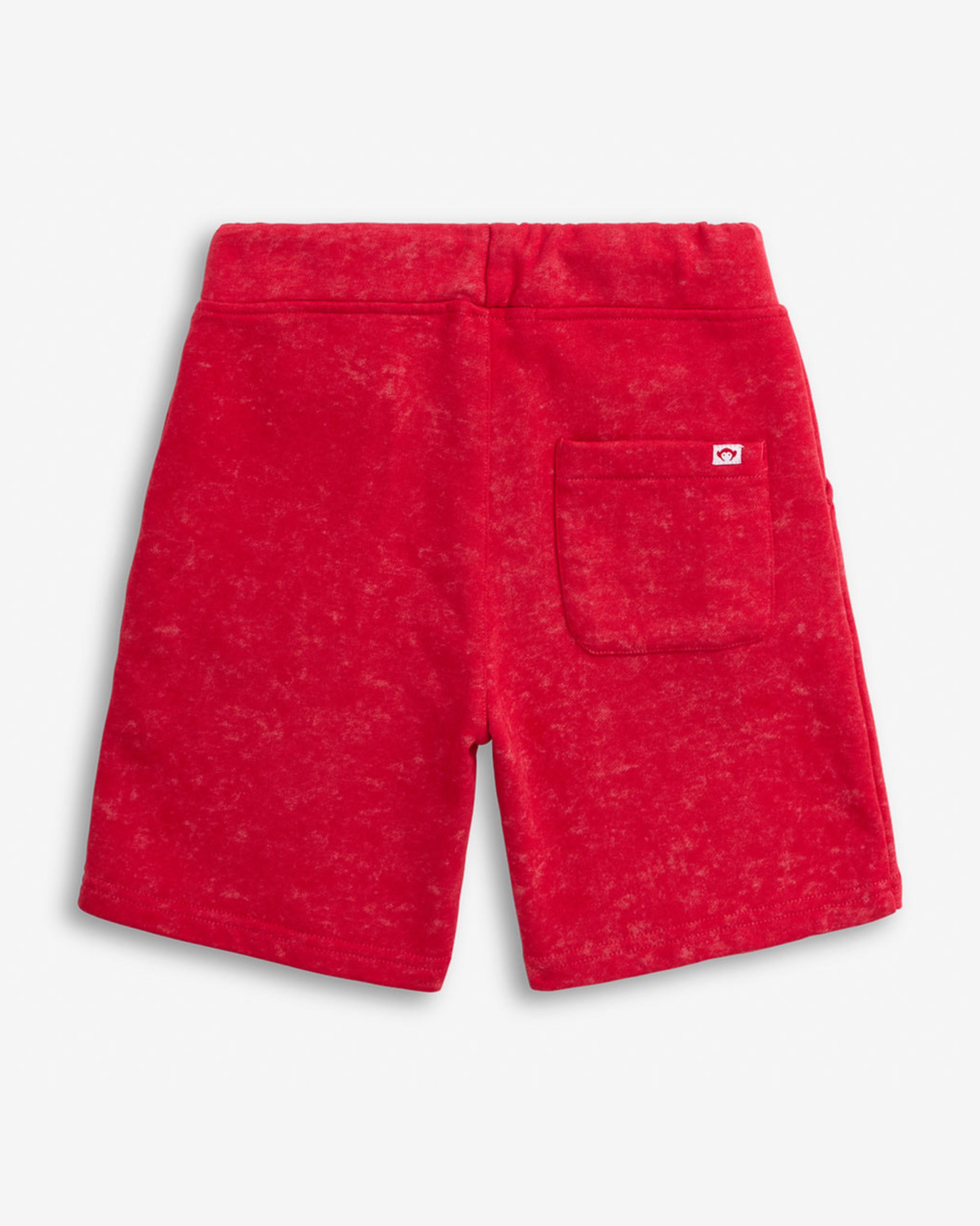 Back view of Washed Red Preston Short featuring a functional pocket and unique washed texture.