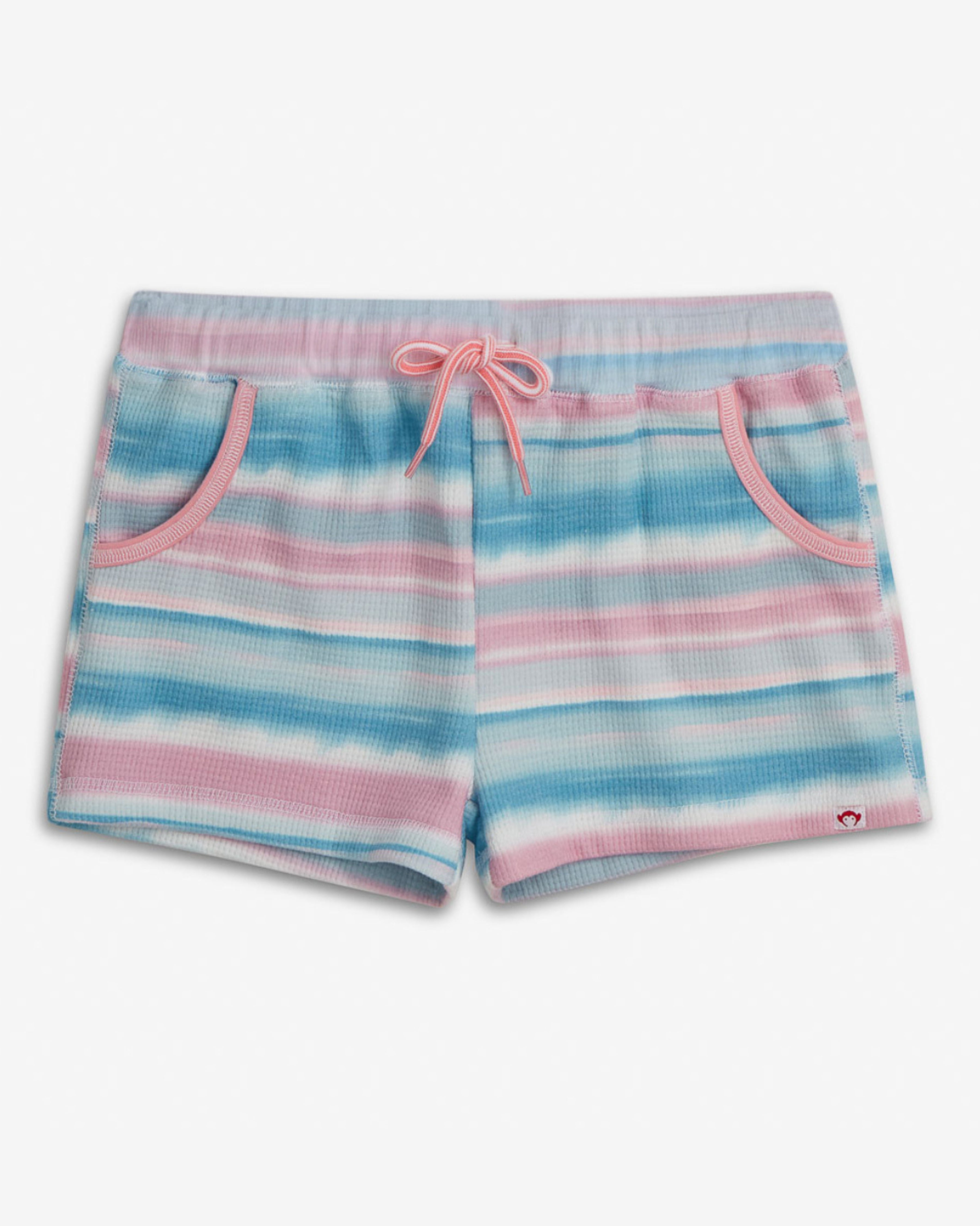 Wave Stripe Majorca Short in pastel colors with drawstring waist and functional pockets.