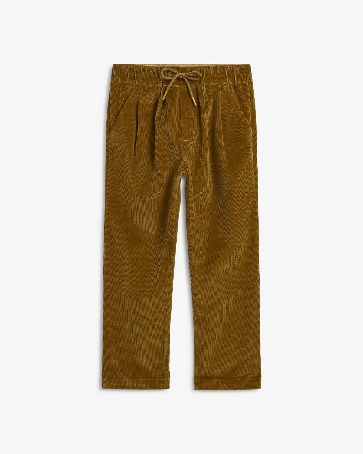 British Khaki Cord Club Pants showcasing textured fabric and a comfortable fit for kids.