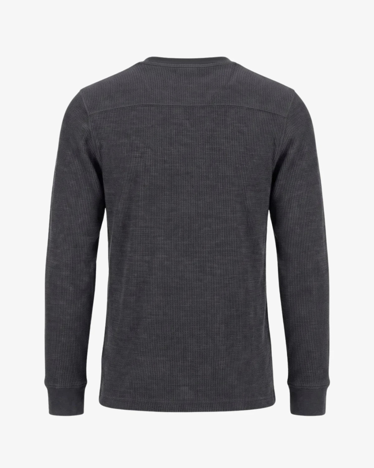 Appaman boys' waffle thermal henley charcoal, back view.