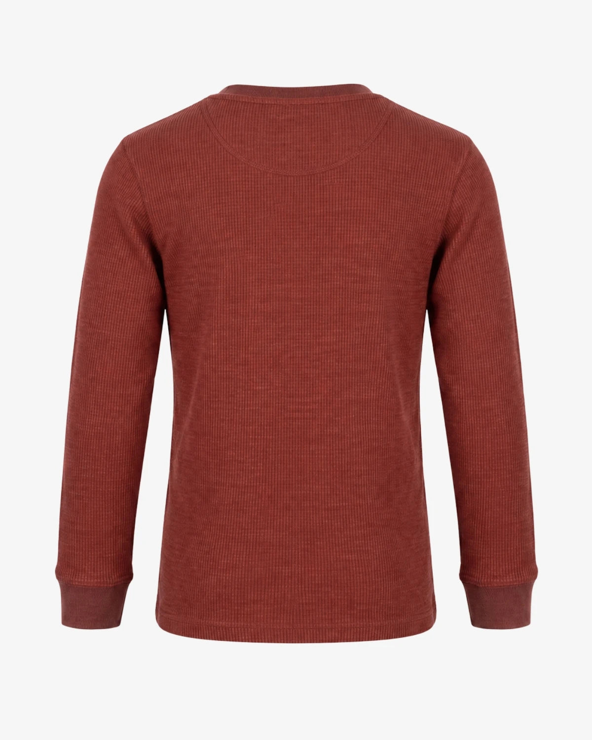 Appaman boys' waffle thermal henley rust, back view.