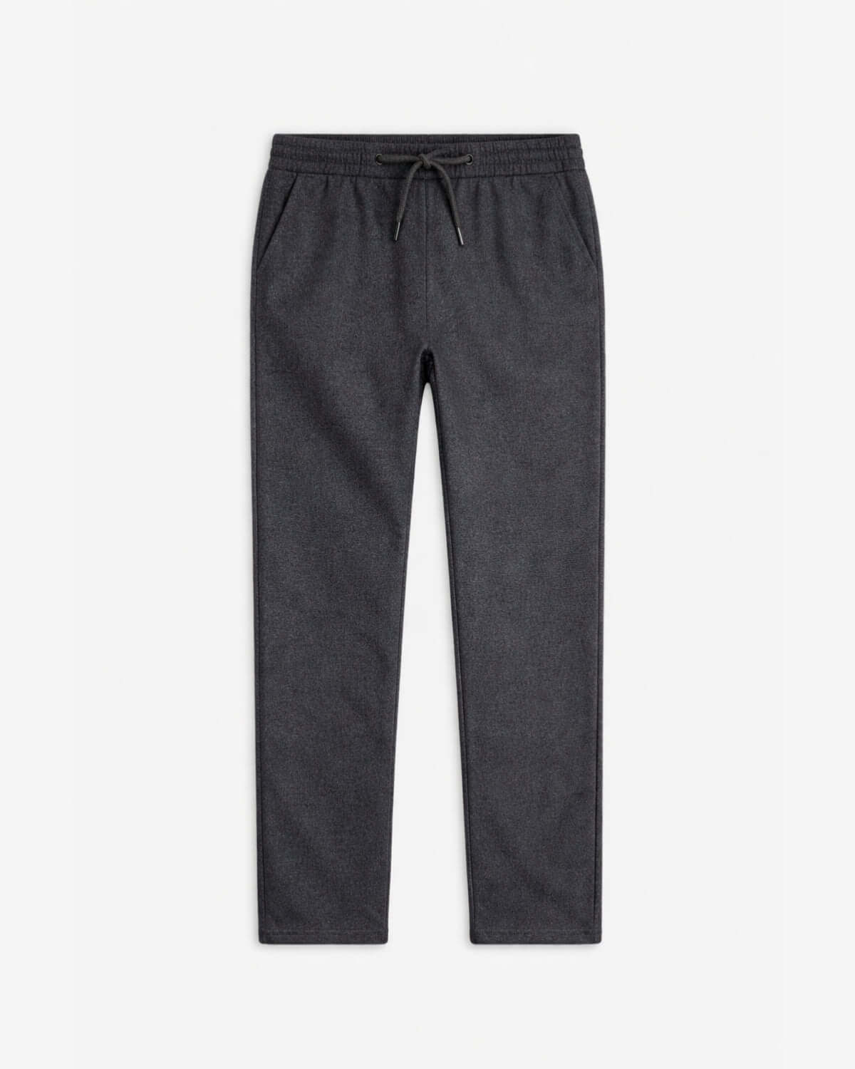Dark gray jogger pants on a white background - Slate Everyday Stretch Pants - stretchy straight-leg joggers with drawstring and pockets.