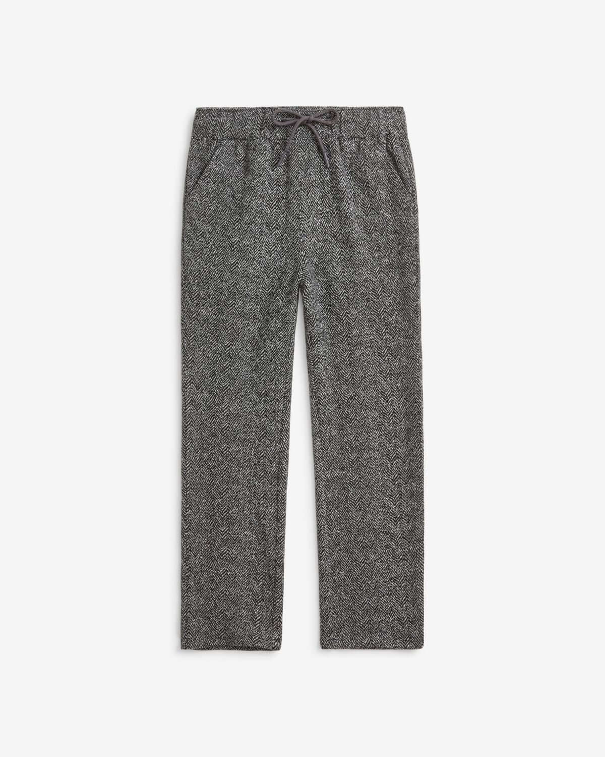 Tweed Everyday Stretch Pants in grey with drawstring and pockets from the Fine Tailoring Collection.
