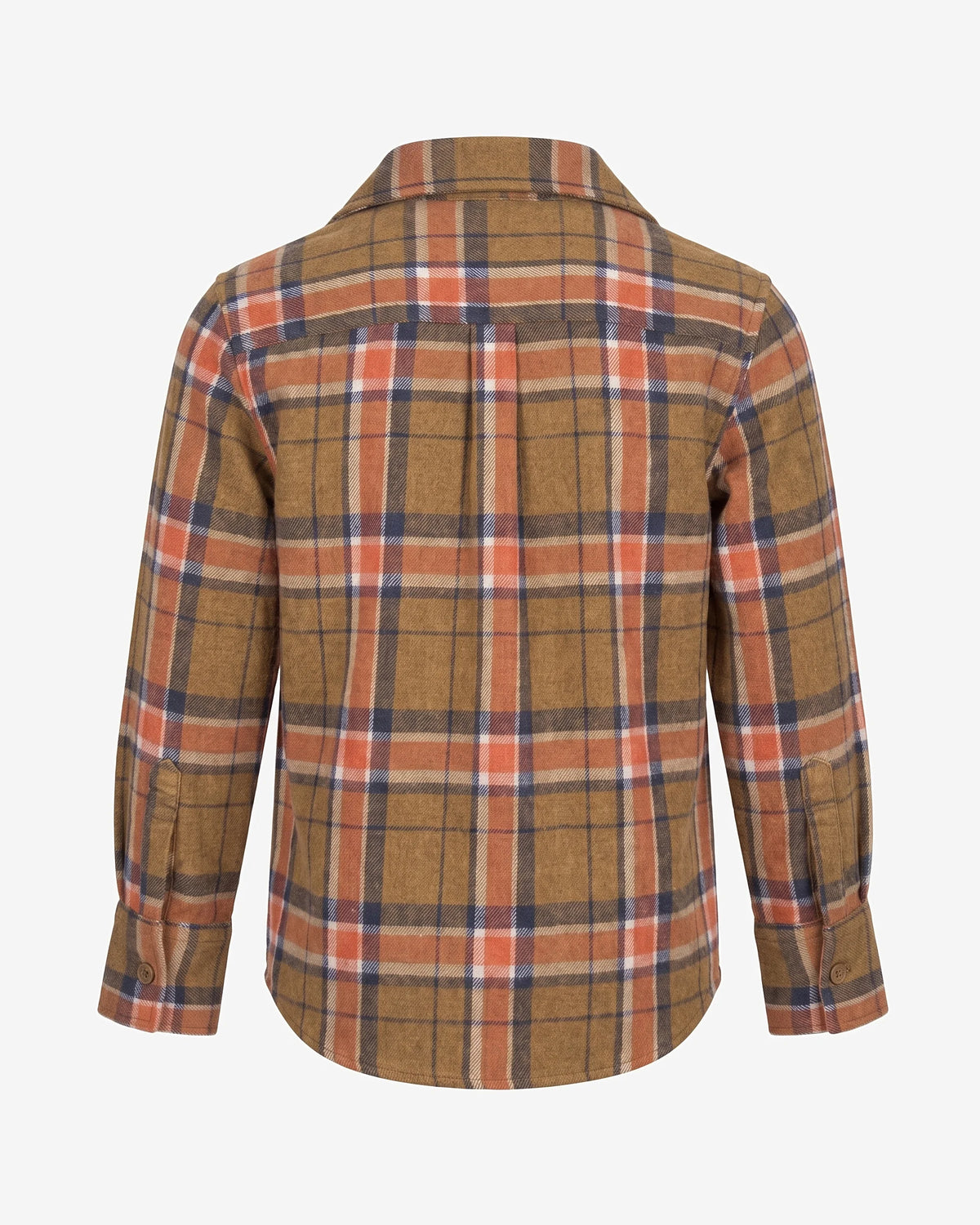 Tomato Olive Plaid Flannel Shirt — back