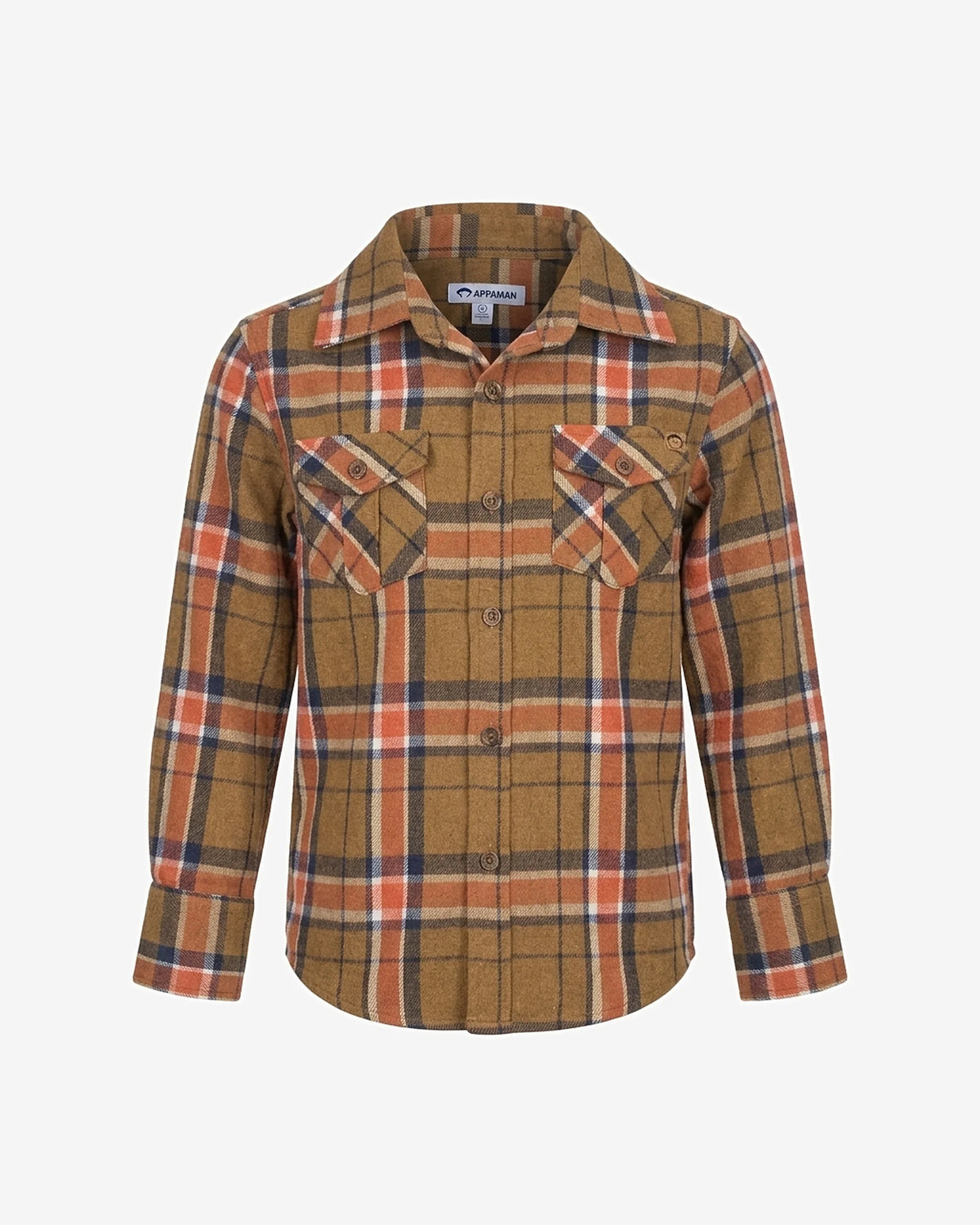 Tomato Olive Plaid Flannel Shirt — front