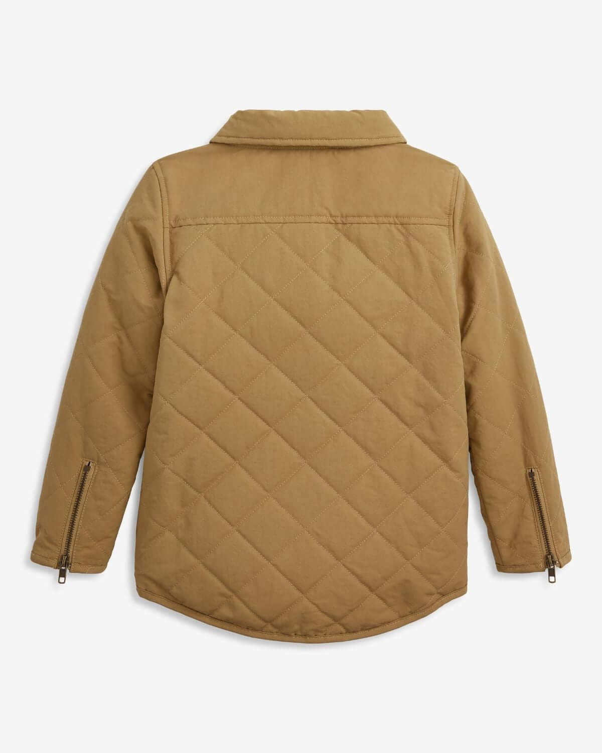 Back view of the Khaki Flight Jacket showcasing its quilted design and stylish collar.