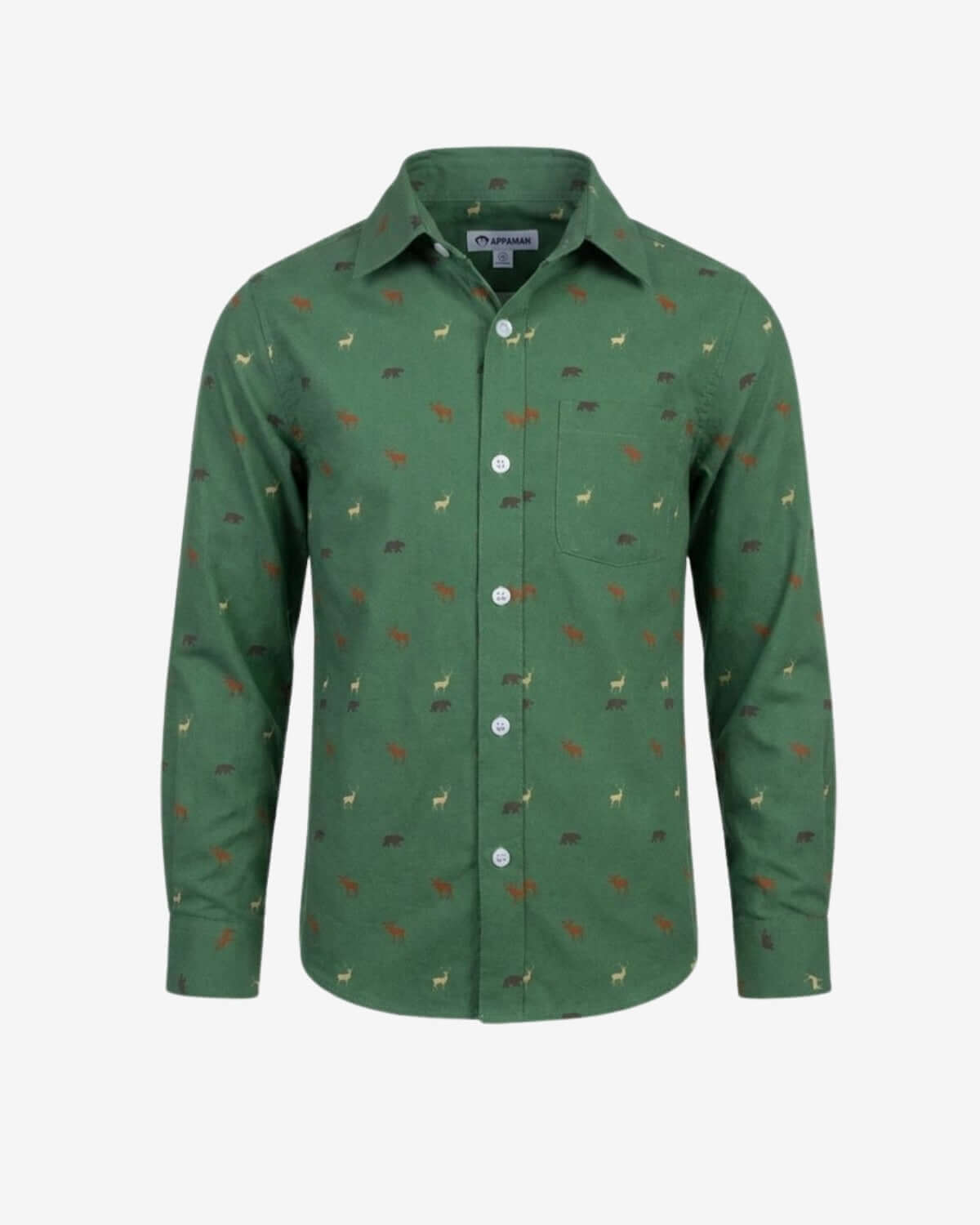 Green shirt with small pattern on a white background