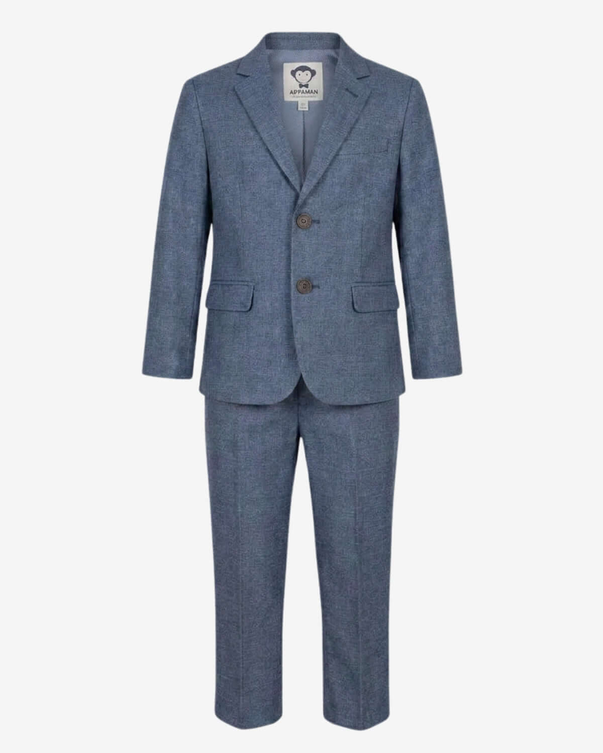 Blue suit with a white background