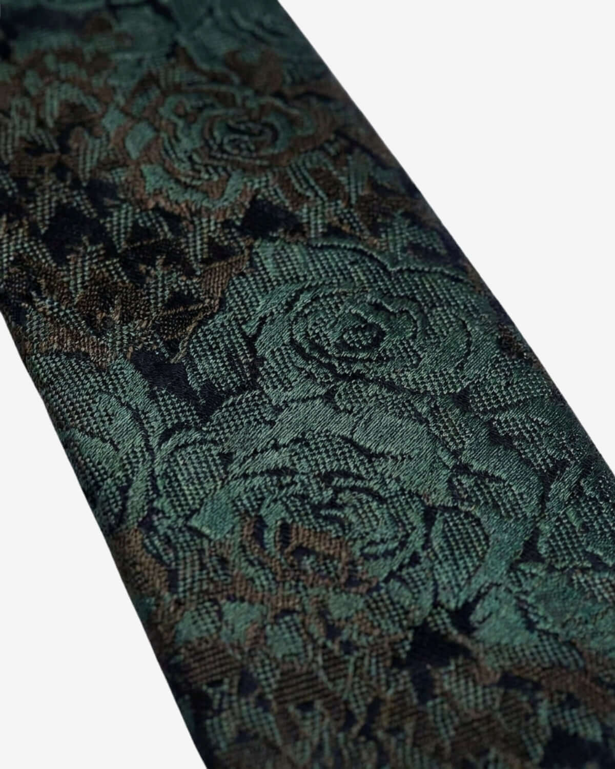 Close-up of a green floral patterned fabric