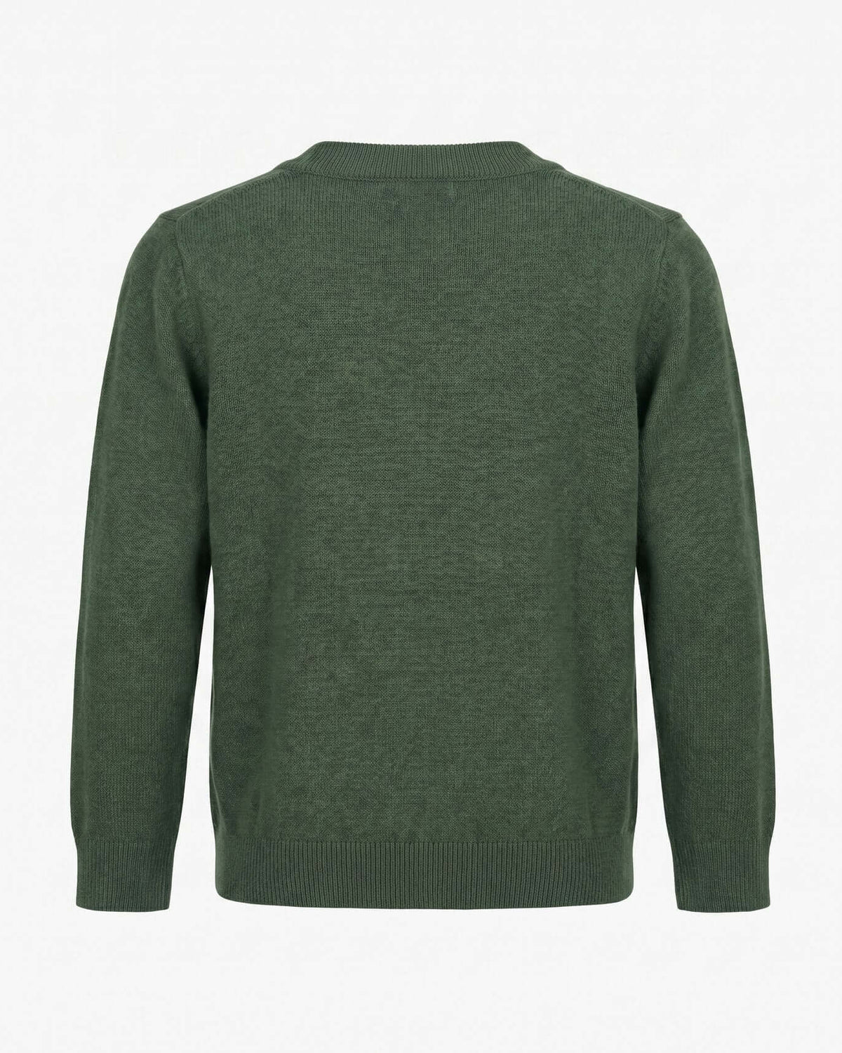 Back view of Hunter Green Obi Cardigan showcasing its soft knit texture and relaxed silhouette for active kids.