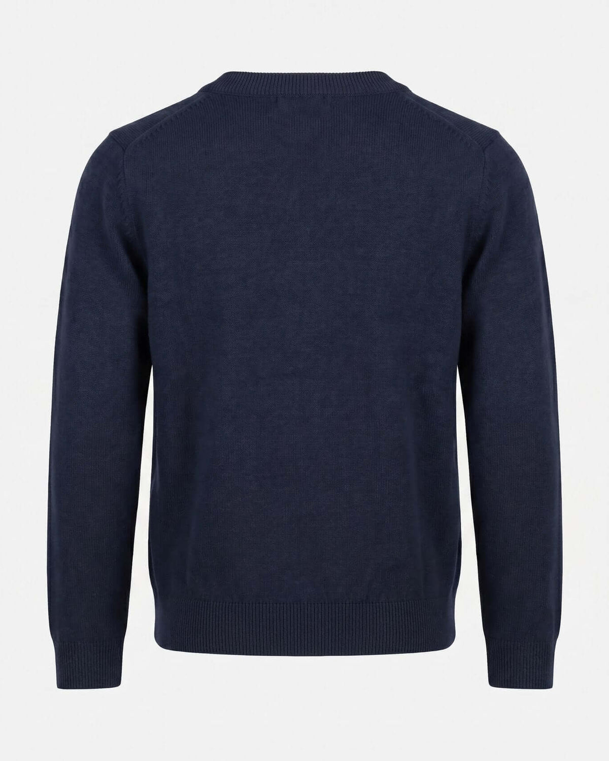 Back view of the Navy Blue Obi Cardigan showcasing a soft plush knit design for active kids.