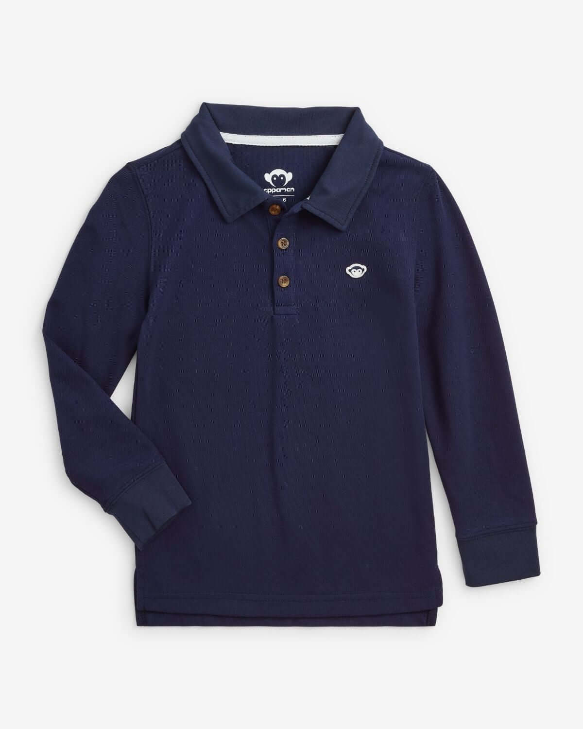 Navy Blue Parker Polo by Appaman, long sleeve, lightweight, stretchy, perfect for active kids.