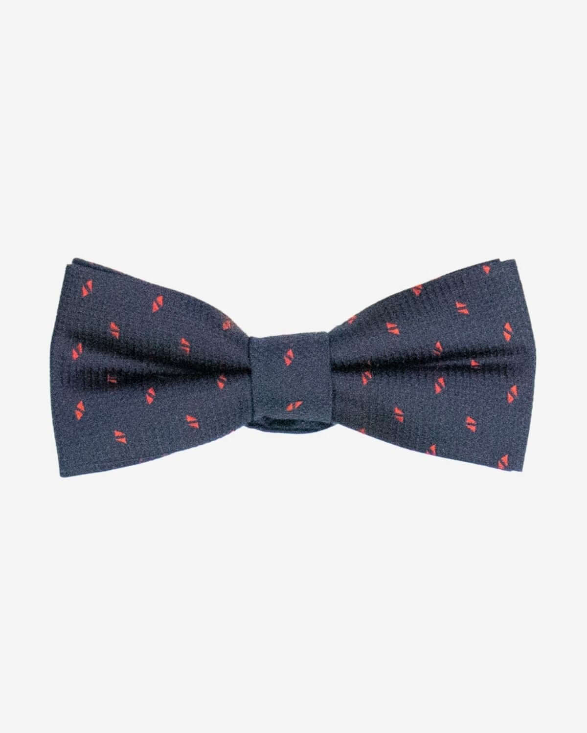 Navy Darts Bow Tie featuring a stylish navy dart pattern with red accents, perfect for adding elegance to any outfit.