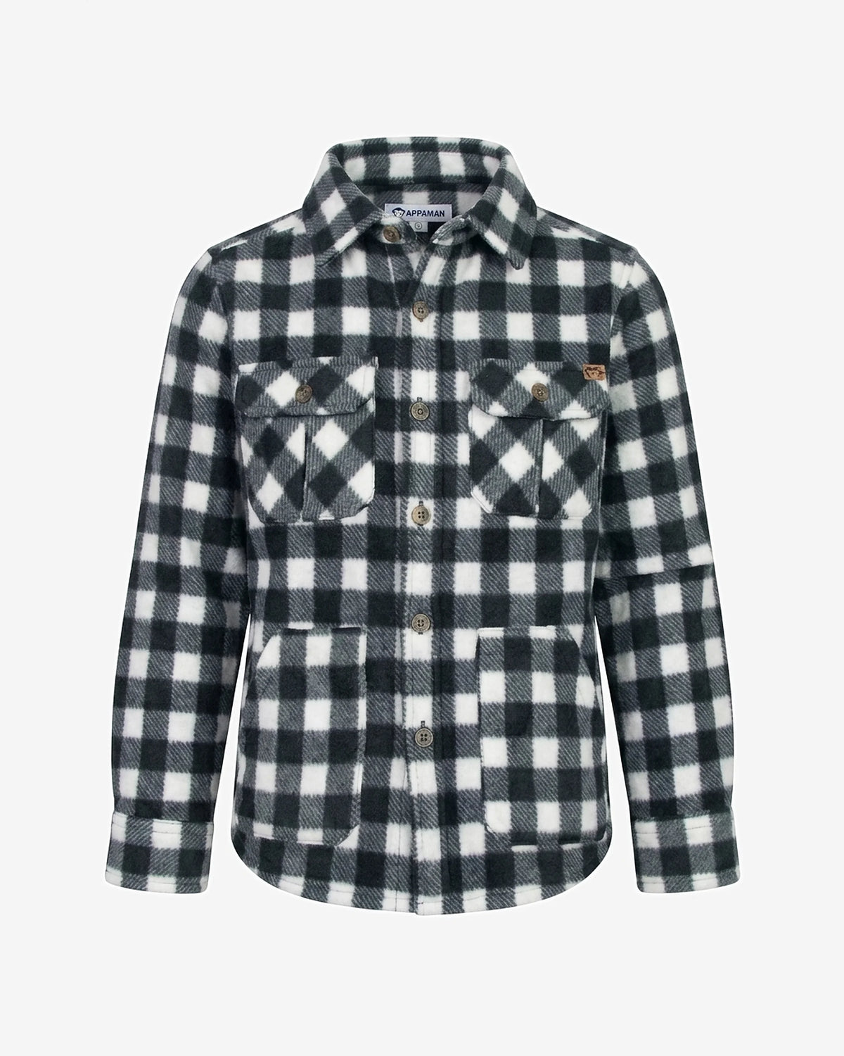 Black Checkerboard Snow Fleece Shirt — front