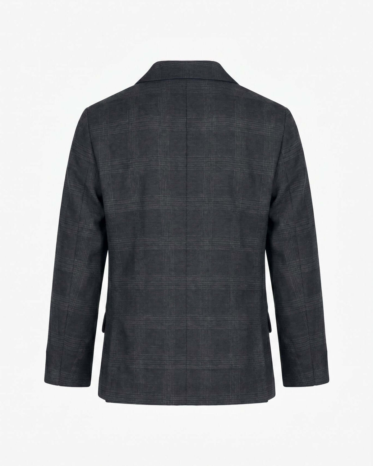Back view of the Black Isle Tartan Stretchy Mod Suit jacket showcasing its stylish plaid design.