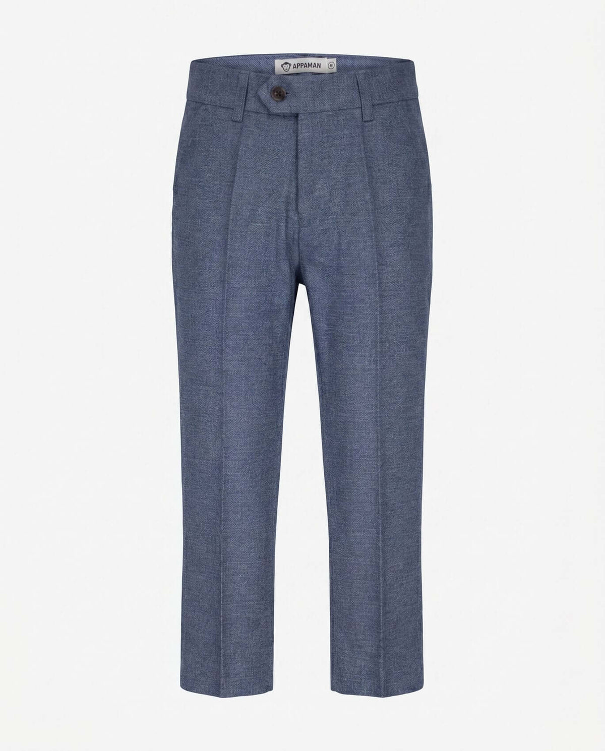 Indigo Chambray Stretchy Mod Suit Pants from Appaman, featuring chambray fabric and adjustable waistband.