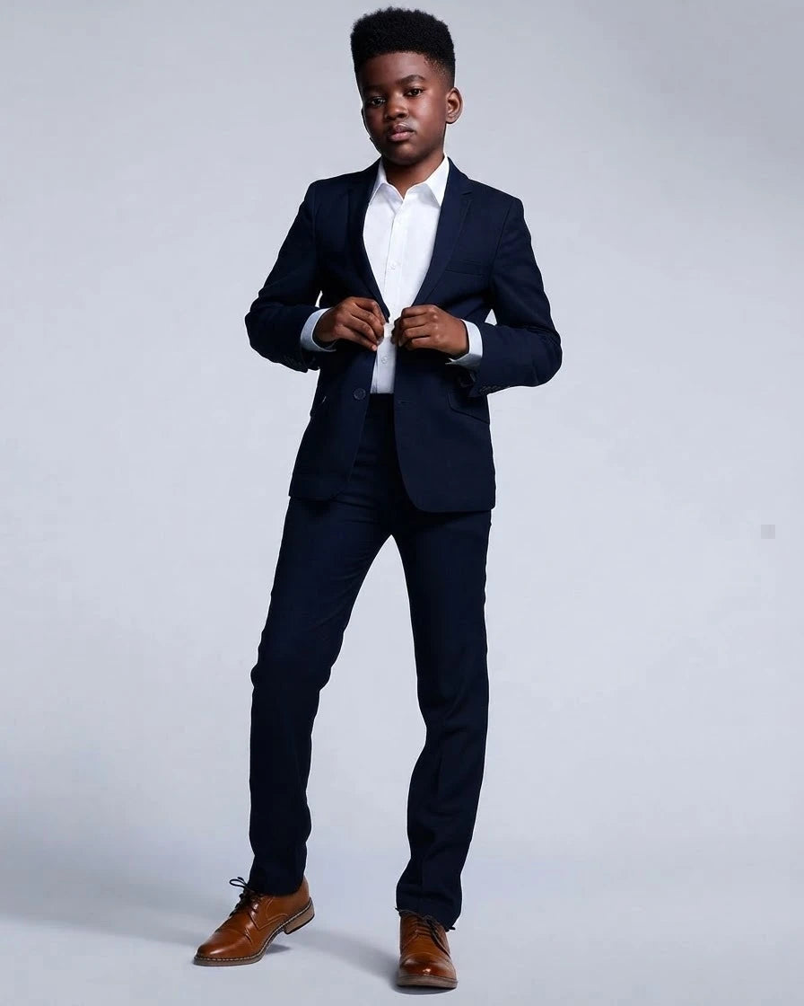 Appaman boys' suit navy, front view.