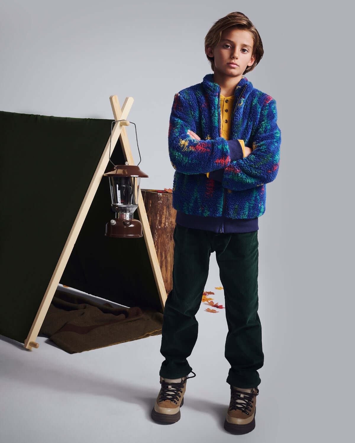 Wilderness Woodland Fleece Jacket worn by a child, perfect for outdoor adventures and cozy comfort.