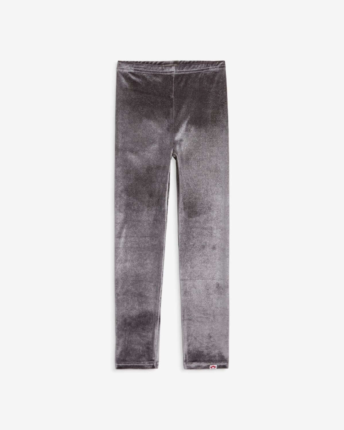 Silver Frost Legging - shiny, stretchy velvet leggings for kids in a cool silver frost color.