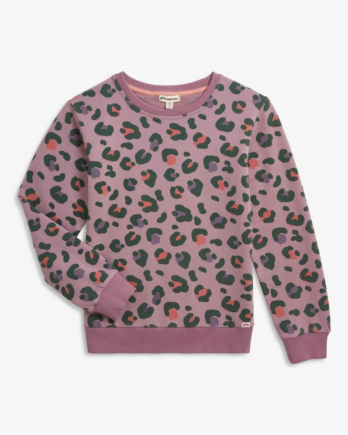 Leopard Ruby Sweatshirt featuring a stylish lilac leopard print, perfect for kids' cozy and trendy wear.
