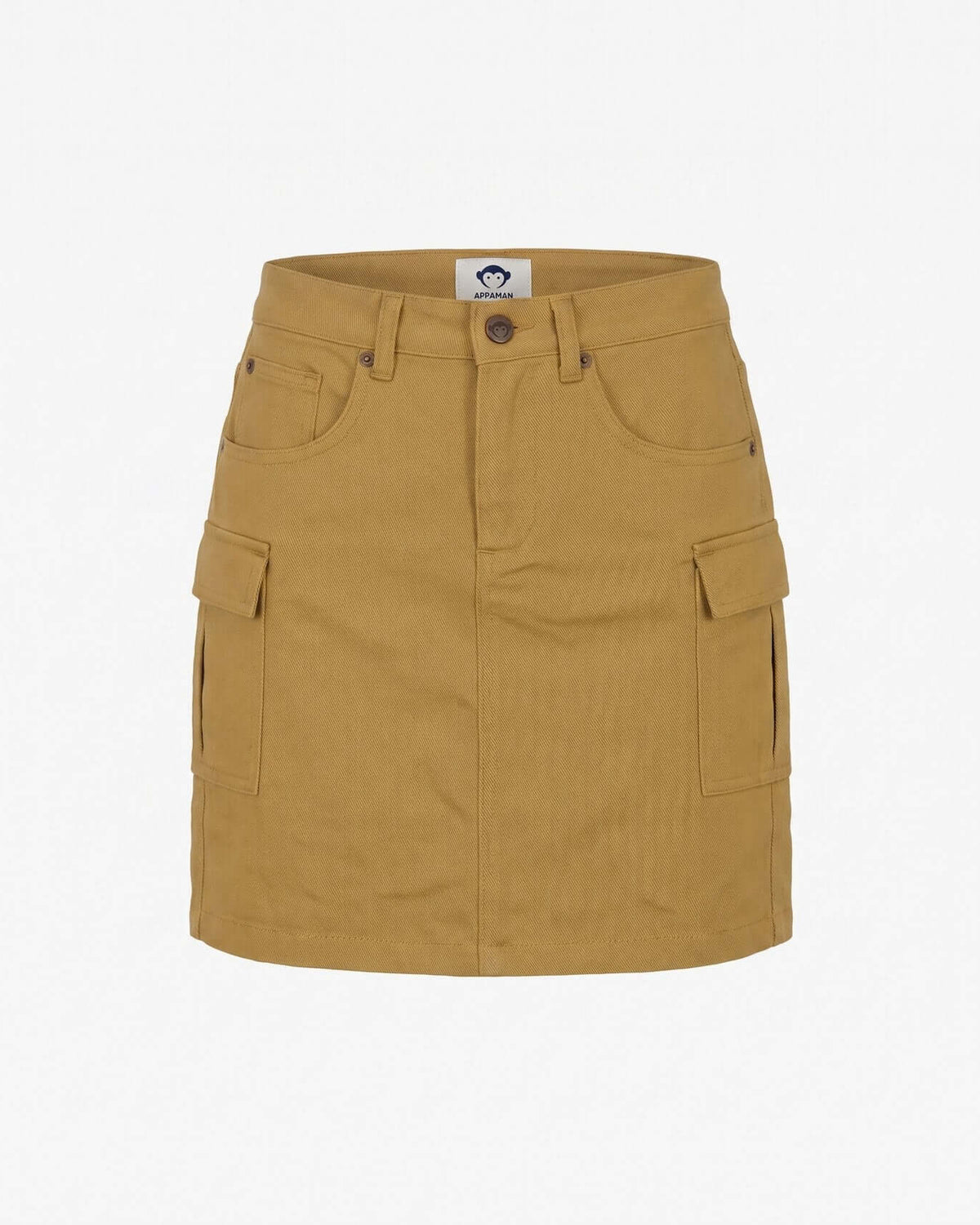 Camel Twill Yara Cargo Skirt in a chic cargo-style silhouette with functional pockets for active kids.
