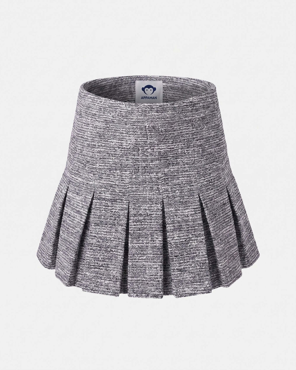 Black Boucle Yoke Pleated Skirt featuring soft boucle texture and pleated A-line design for active girls.