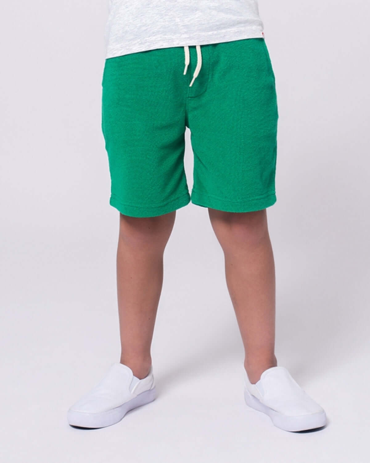 Kelly Green Preston Shorts displayed on a child, featuring a comfortable fit and stylish design for active days.