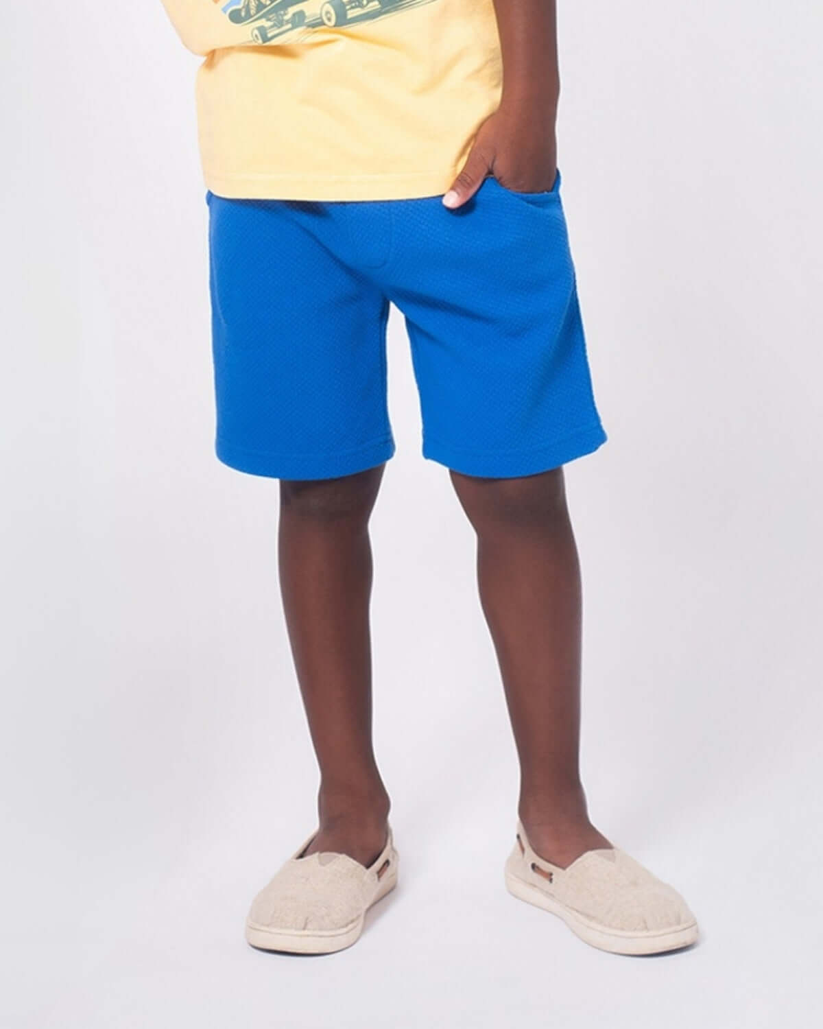 Nautical Blue Preston Shorts on a boy, highlighting style and versatility for active play and casual occasions.